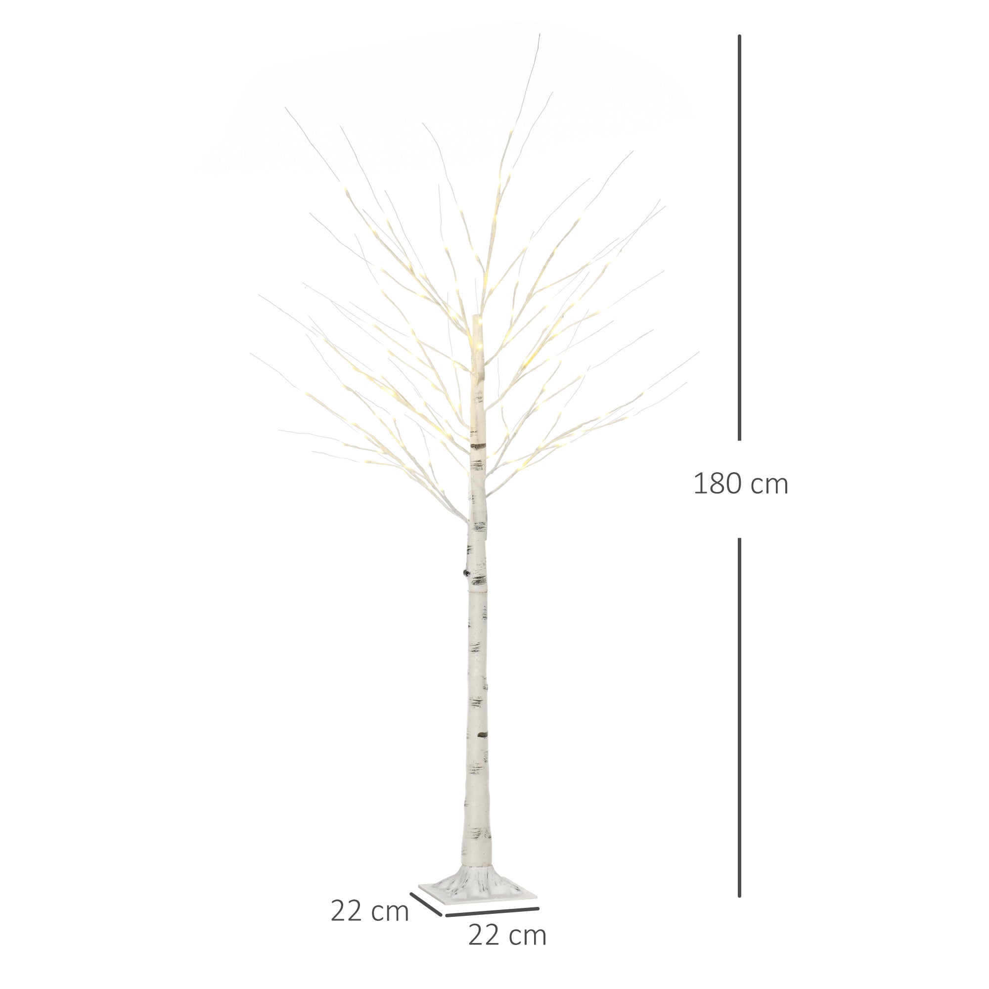HOMCOM 6ft Artificial White Birch Tree Light with Warm White Pre-Lit LED Light for Indoor and Covered Outdoor Use - North Peak Garden Furniture