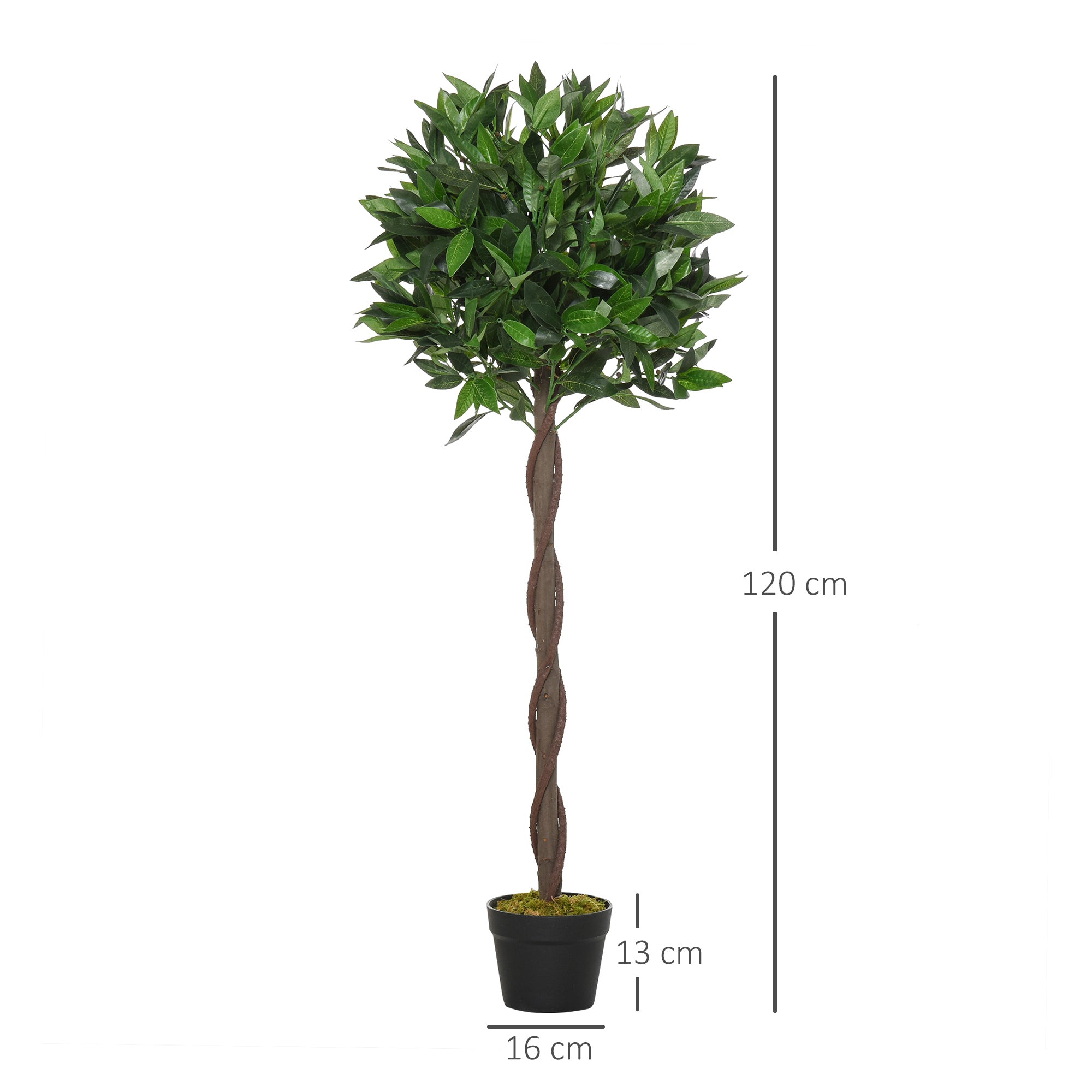 Outsunny Set Of 2 120cm/4FT Artificial Bay Laurel Topiary Trees w/ Pot Fake Indoor Outdoor Greenery Plant Home Office Garden Decor Green - North Peak Garden Furniture