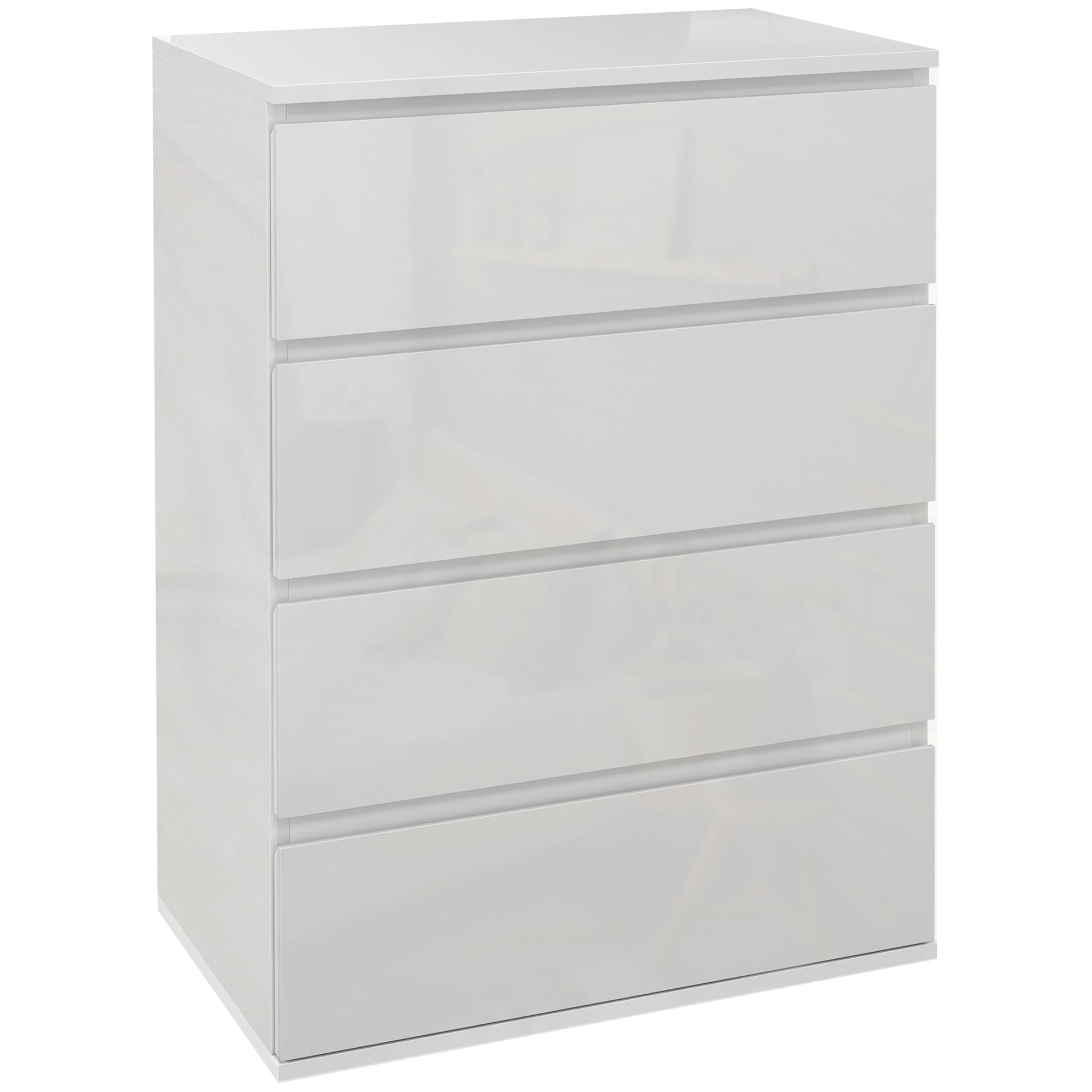 HOMCOM High Gloss Chest of Drawers, 4-Drawer Storage Cabinets, Modern Dresser, Storage Drawer Unit for Bedroom - North Peak Garden Furniture