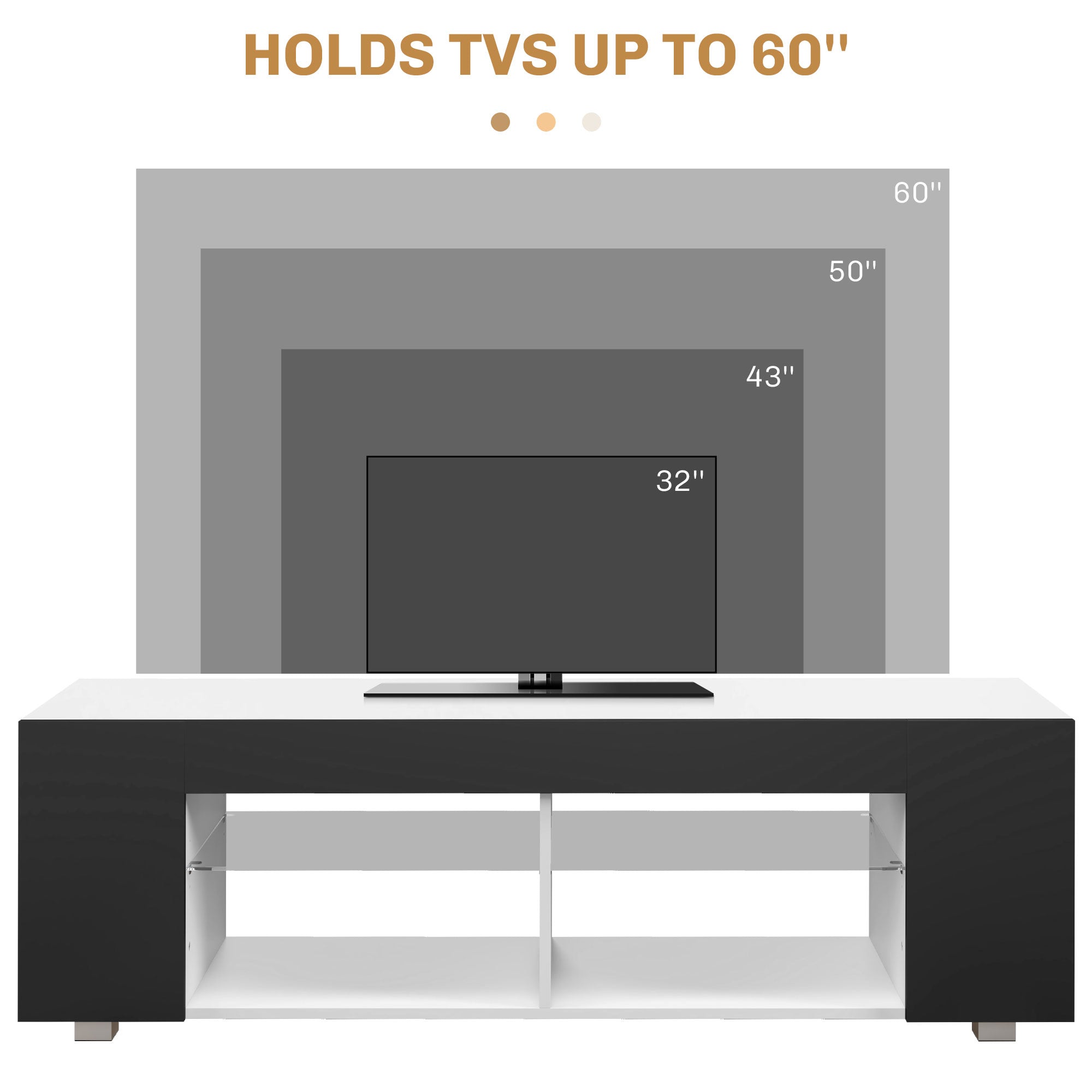 HOMCOM Multi-Shelf TV Cabinet, with Adjustable LED Lights - Black - North Peak Garden Furniture