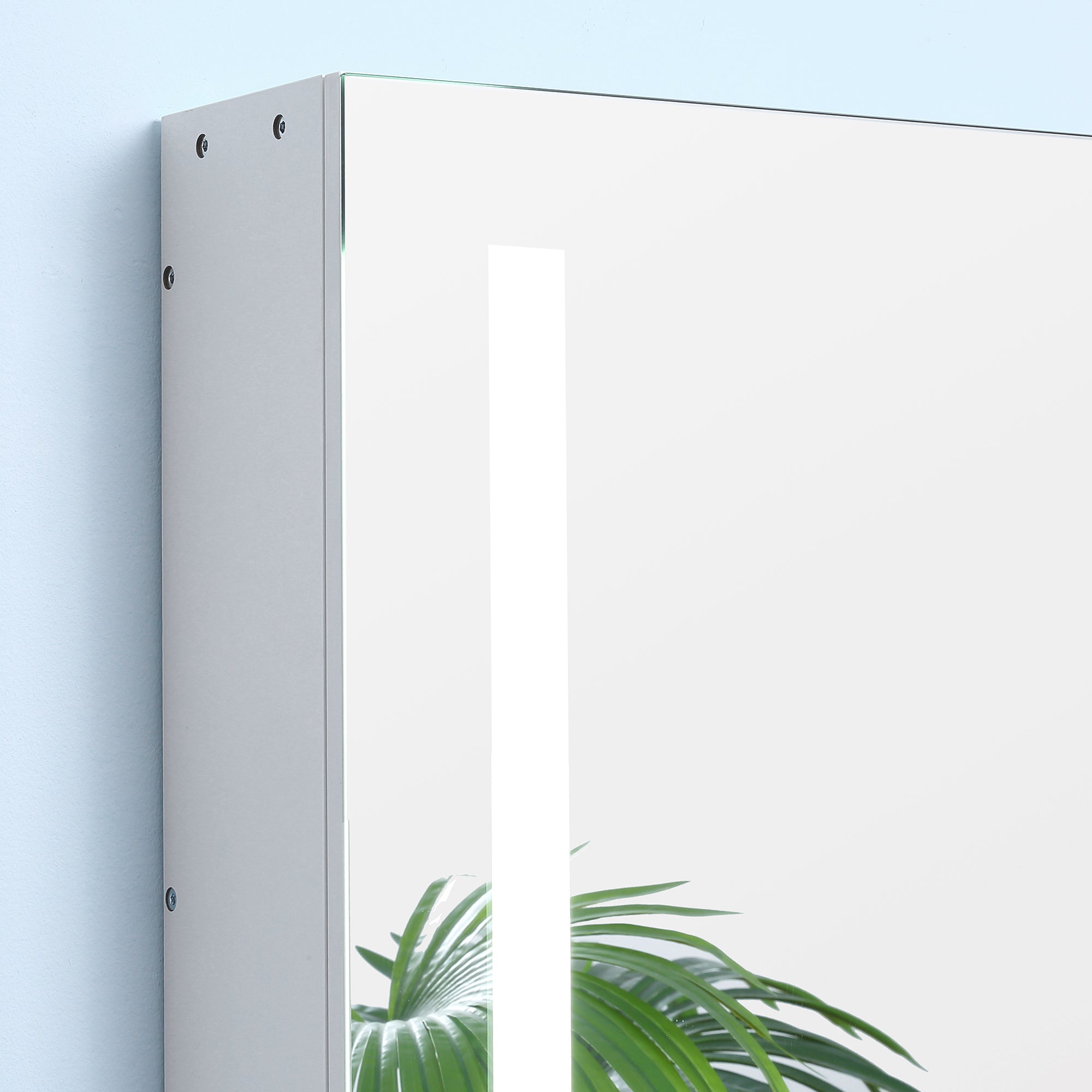 Illuminated Bathroom Mirror Cabinet 650 x 700Hmm LED Bathroom Mirror with Lights Touch Switch, Adjustable Shelf, USB Charge, White - North Peak Garden Furniture