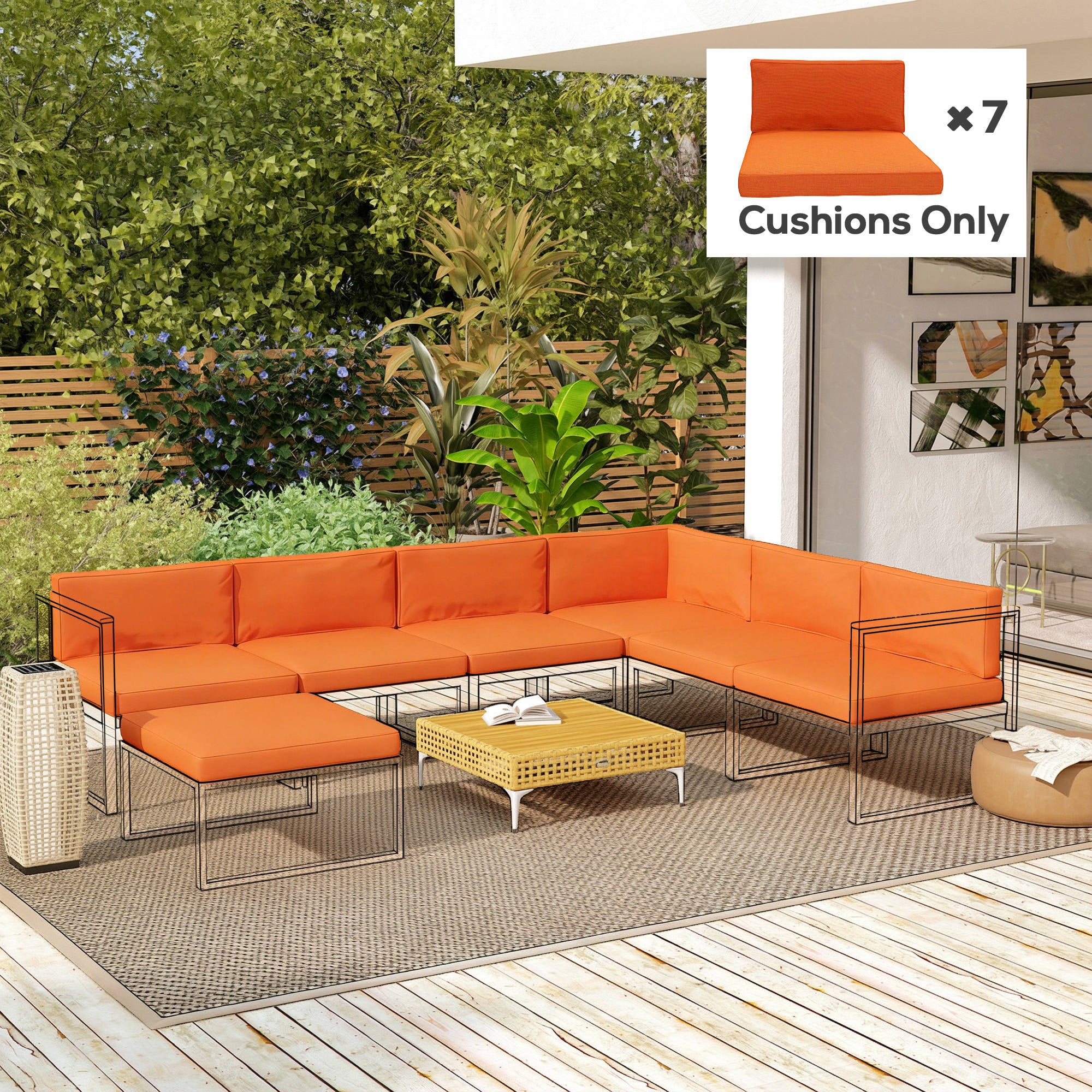 Outsunny 14-piece Dining Set Cushions - Orange