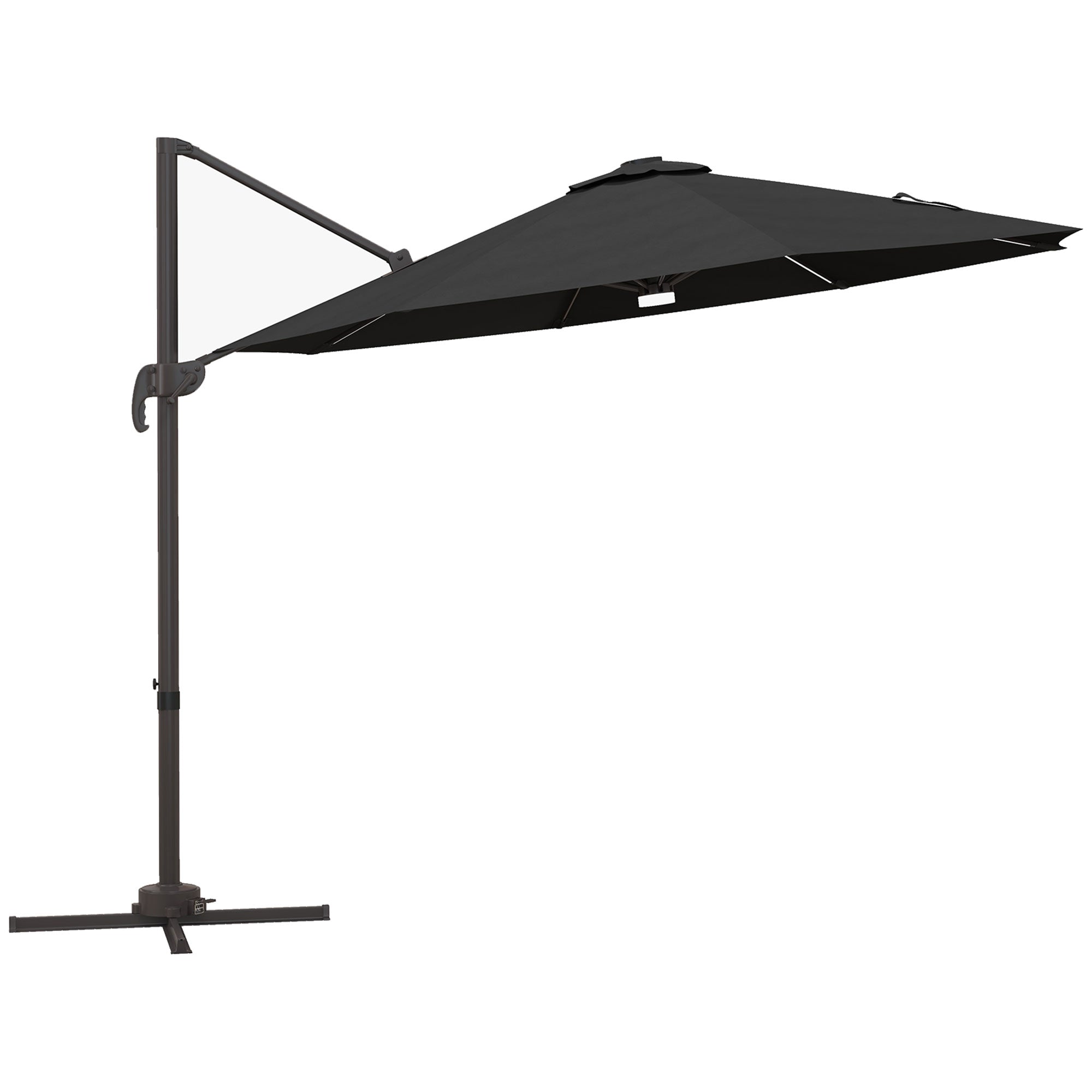 Outsunny Cantilever Parasol, with LED Lights and Cross Base - Dark Grey - North Peak Garden Furniture