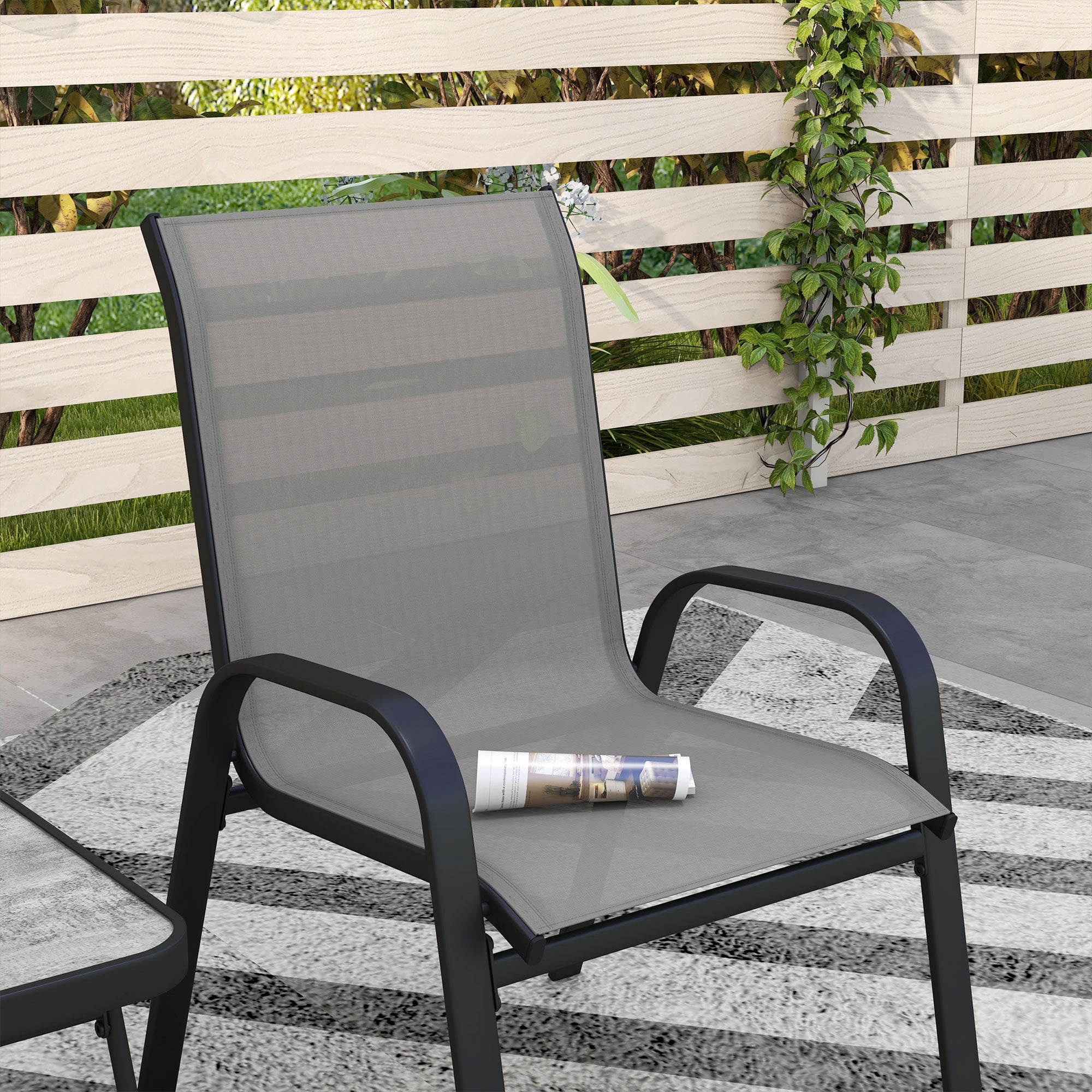 Outsunny Three-Piece Metal Frame Garden Seating Set - Grey