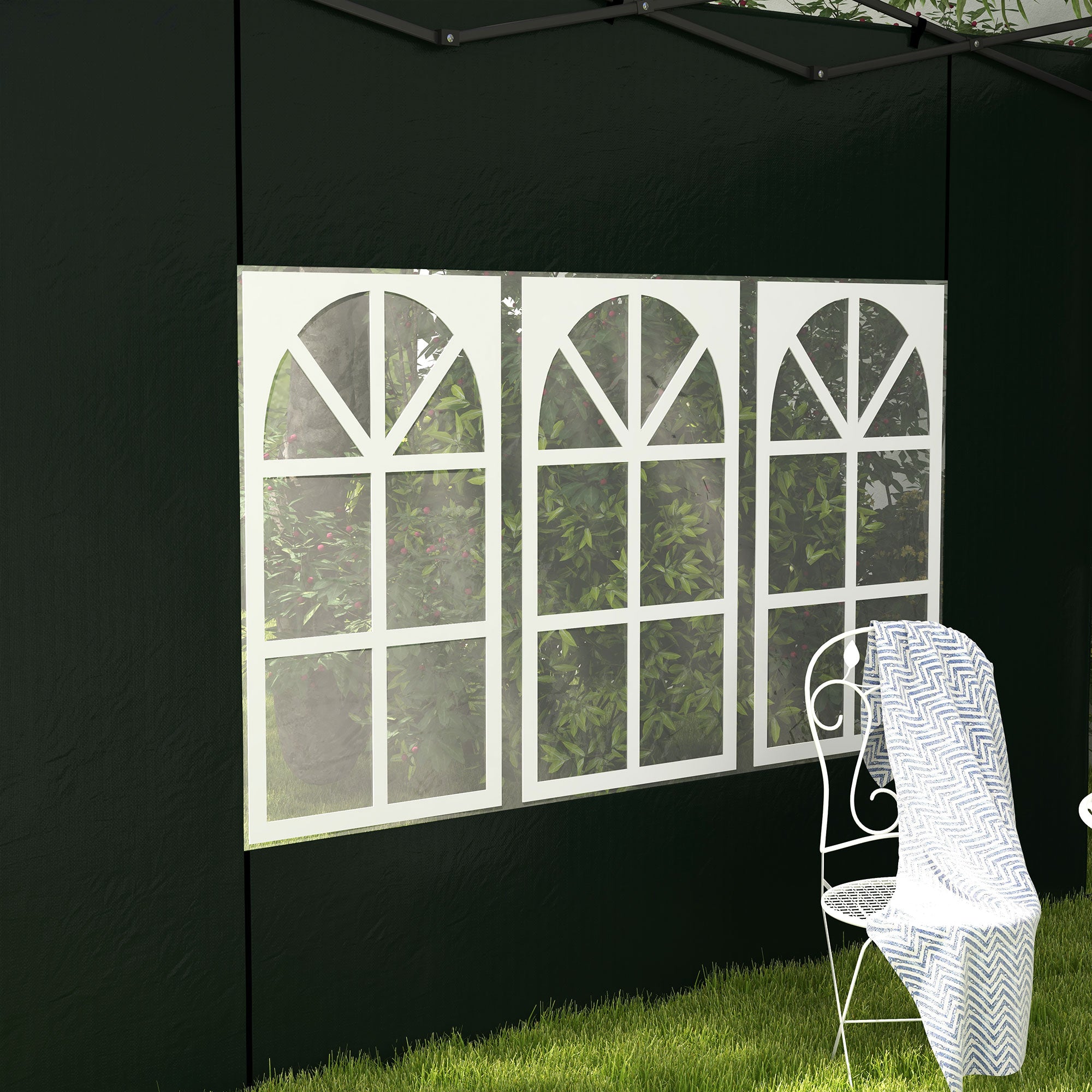 Outsunny Set of Two 3 x 3m Gazebo Frame Replacement Walls - Green - North Peak Garden Furniture