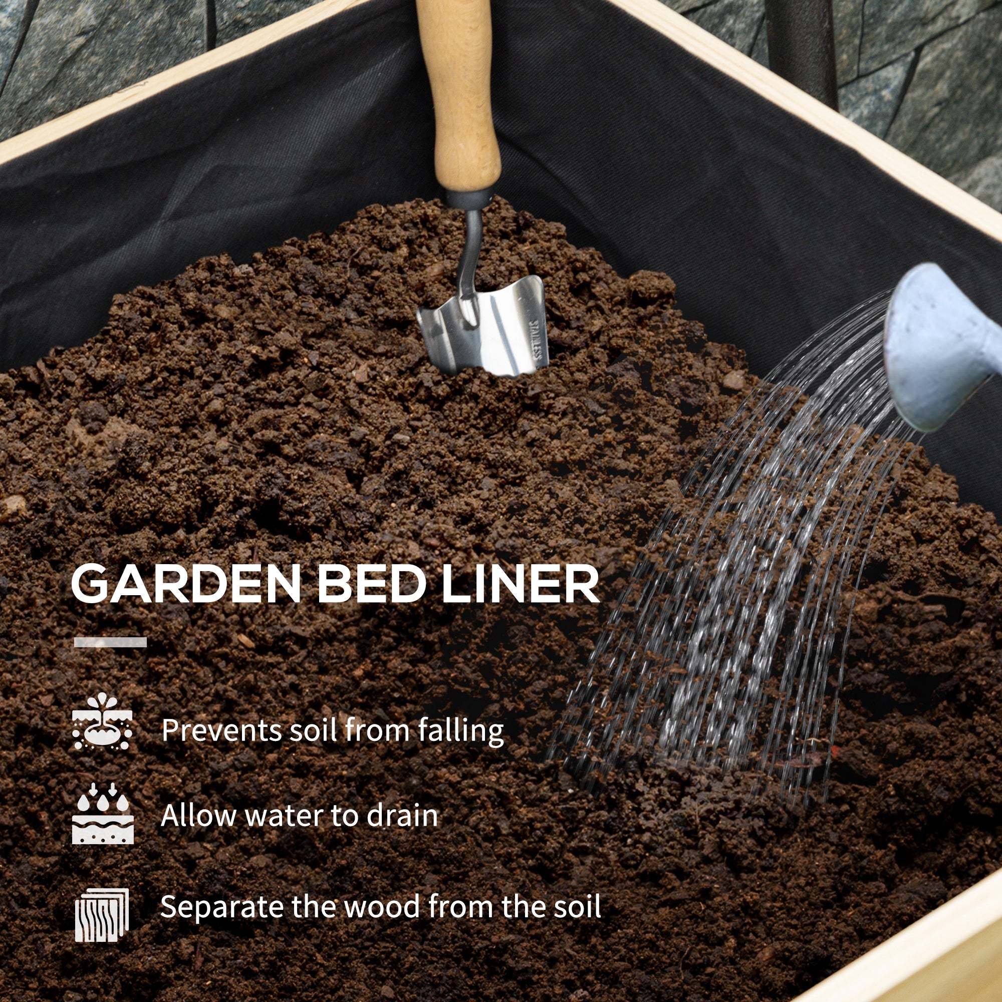 Outsunny Wooden Planter Box with PE Greenhouse Cover and Bed Liner, Raised Garden Bed for Vegetables, Flowers, Herbs - North Peak Garden Furniture