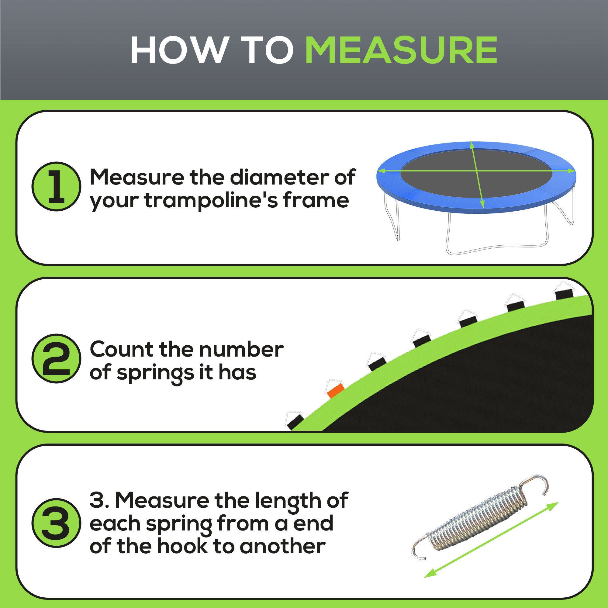 SPORTNOW Replacement Trampoline Mat with Spring Pull Tool, 72 V-Hooks, for 12ft Trampoline using 14cm Springs, Green