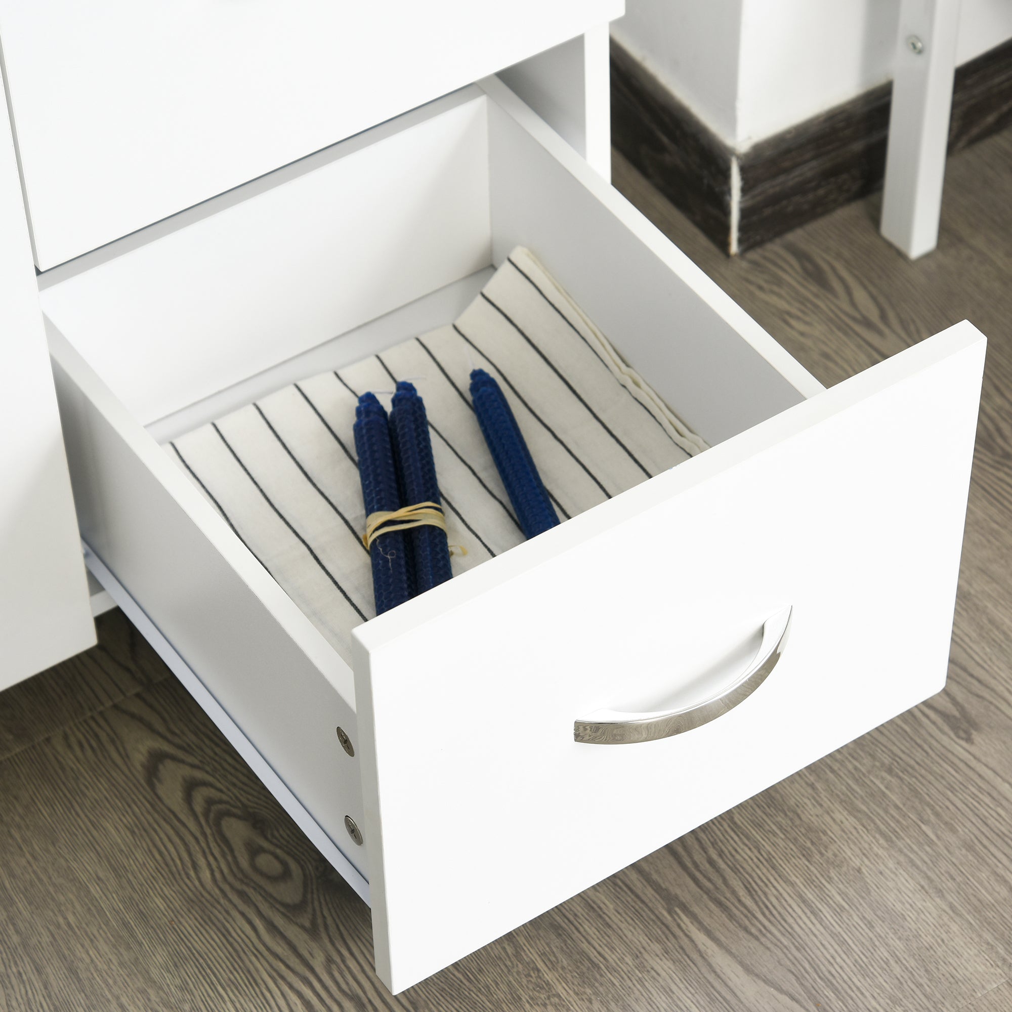 HOMCOM Freestanding Kitchen Cupboard, Storage Cabinet with Doors and Shelves, Drawers, Open Compartments for Microwave,White