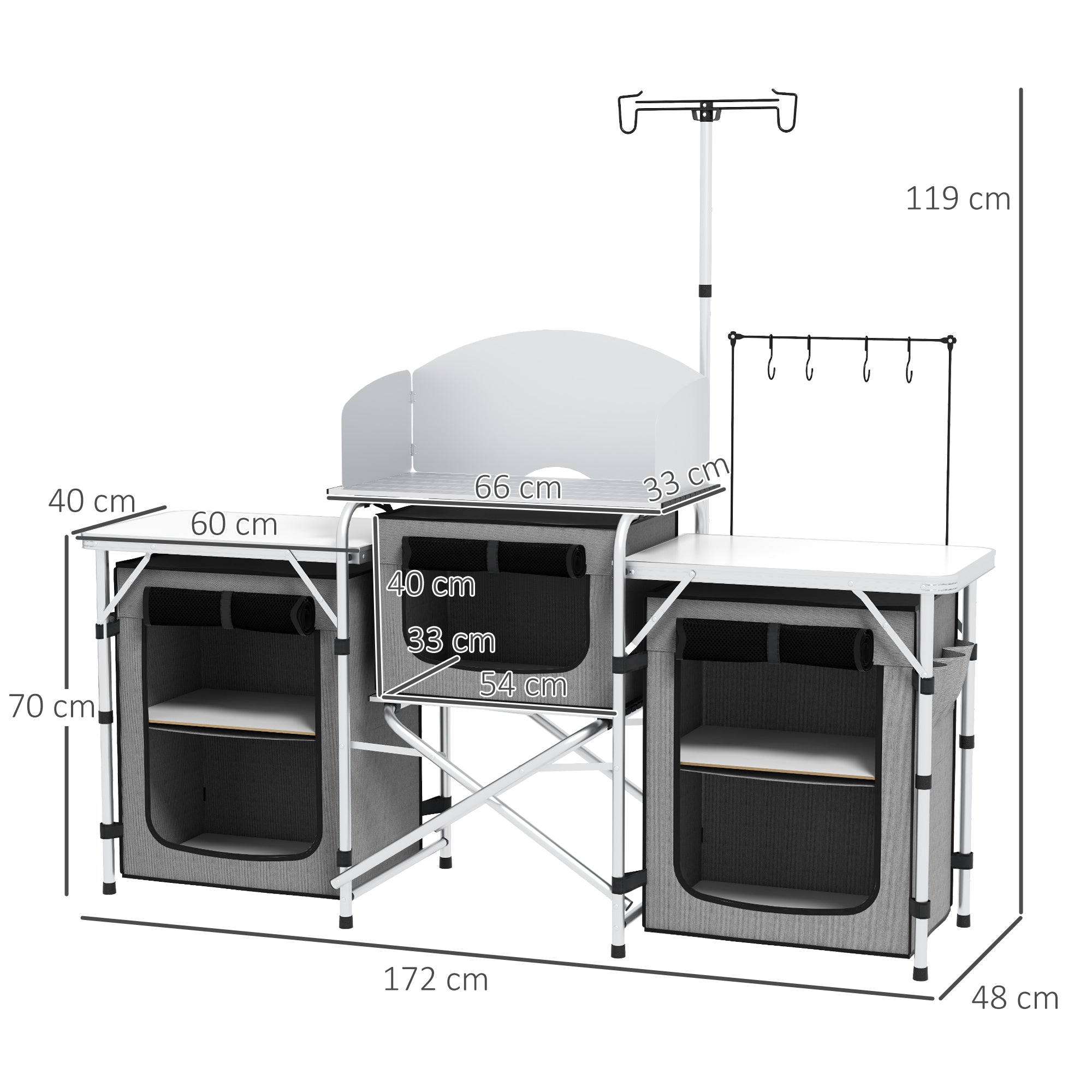 Outsunny Multi-Storage Portable Camping Kitchen, with Carry Bag - North Peak Garden Furniture