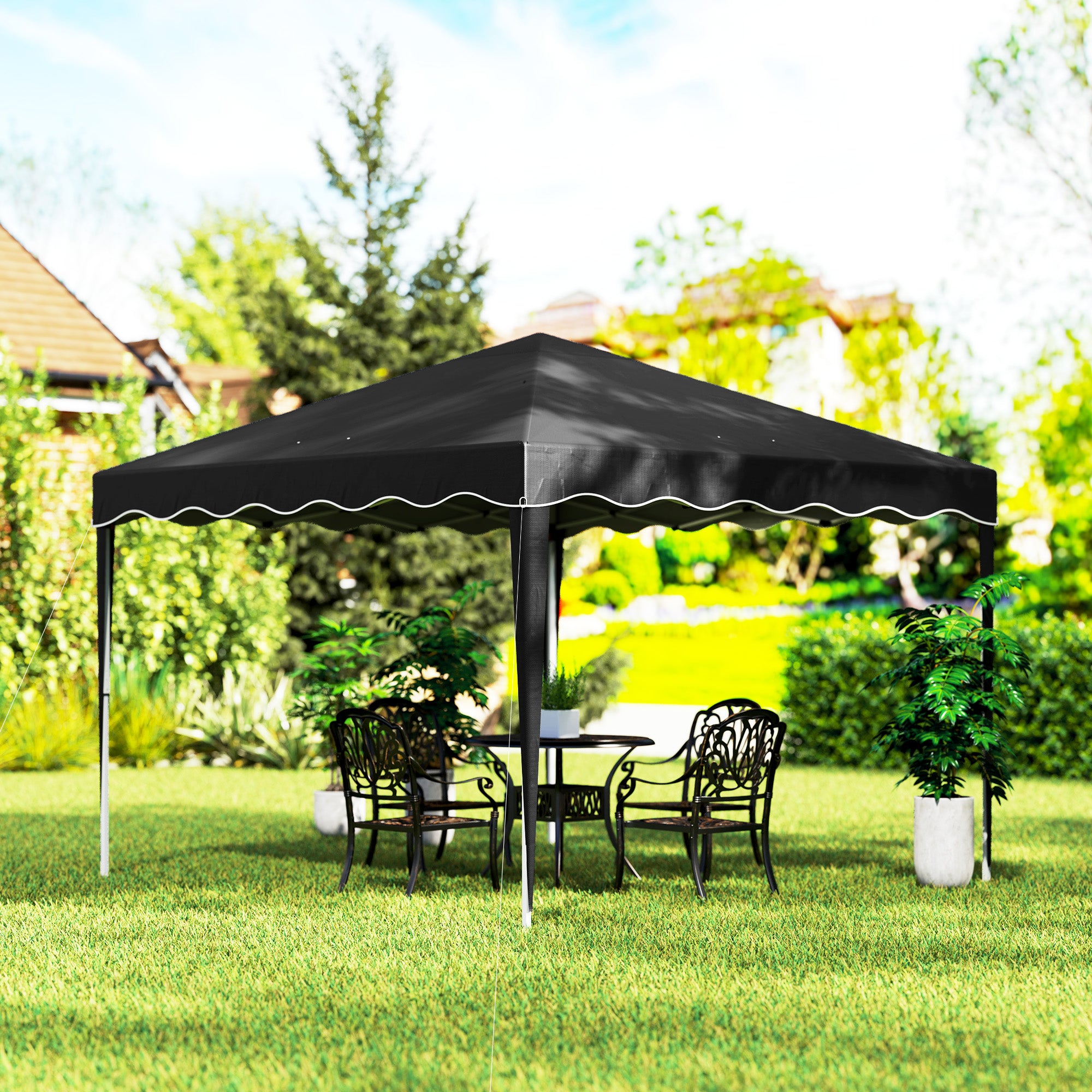 Outsunny 3 x 3cm Adjustable Height Pop-Up Gazebo, with Bag - Black - North Peak Garden Furniture