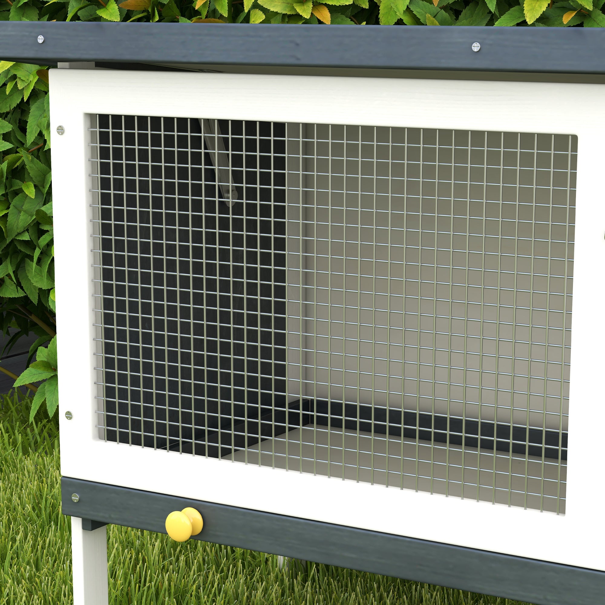 PawHut Wooden Rabbit Hutch Guinea Pig Hutch Bunny Cage Small Animal Habitat Openable Asphalt Roof for Outdoor Use 90 x 45 x 65 cm - North Peak Garden Furniture