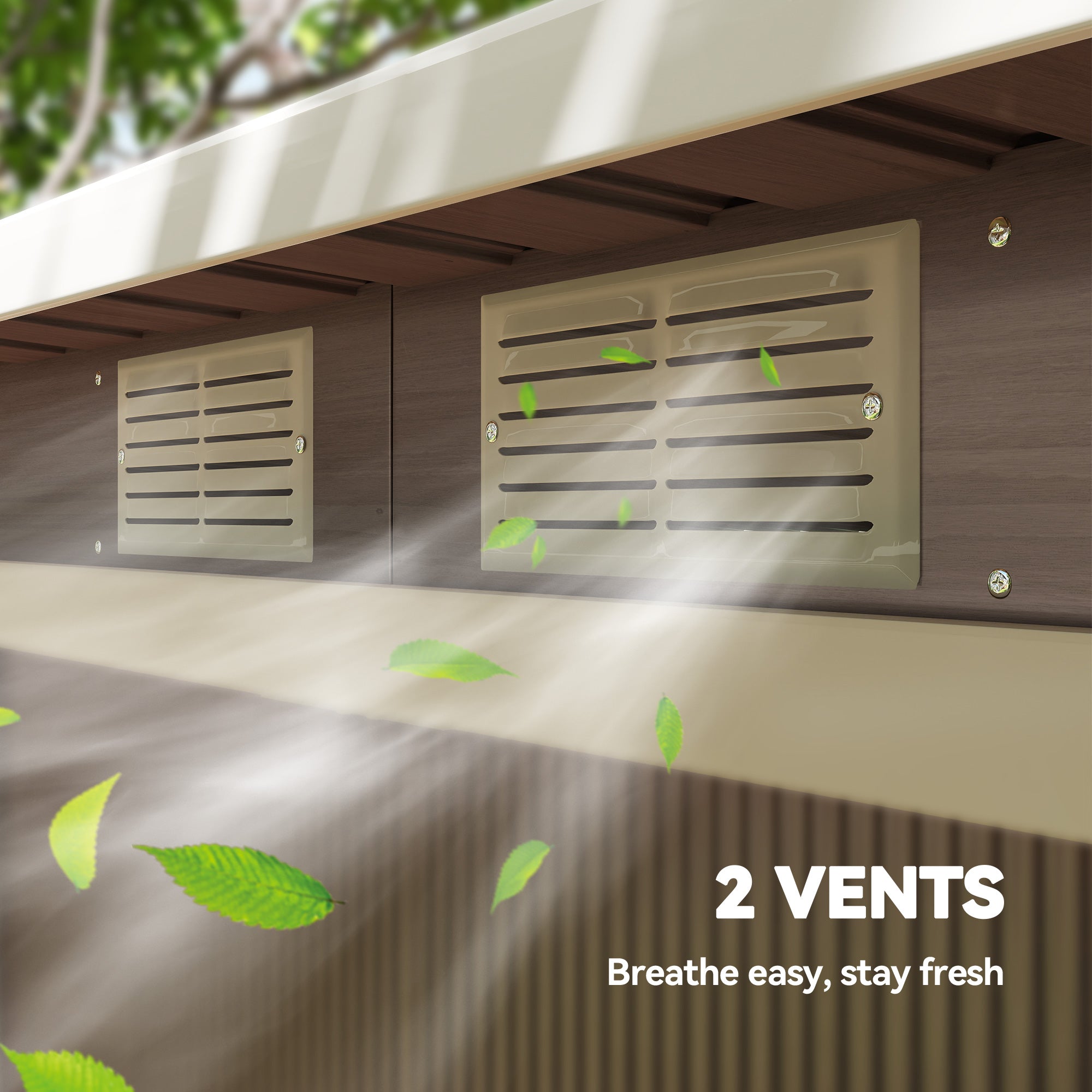Outsunny 9ft x 4ft Metal Garden Shed, Outdoor Tool House with Foundation Kit, Ventilations and Double Doors, Light Grey Wood Grain