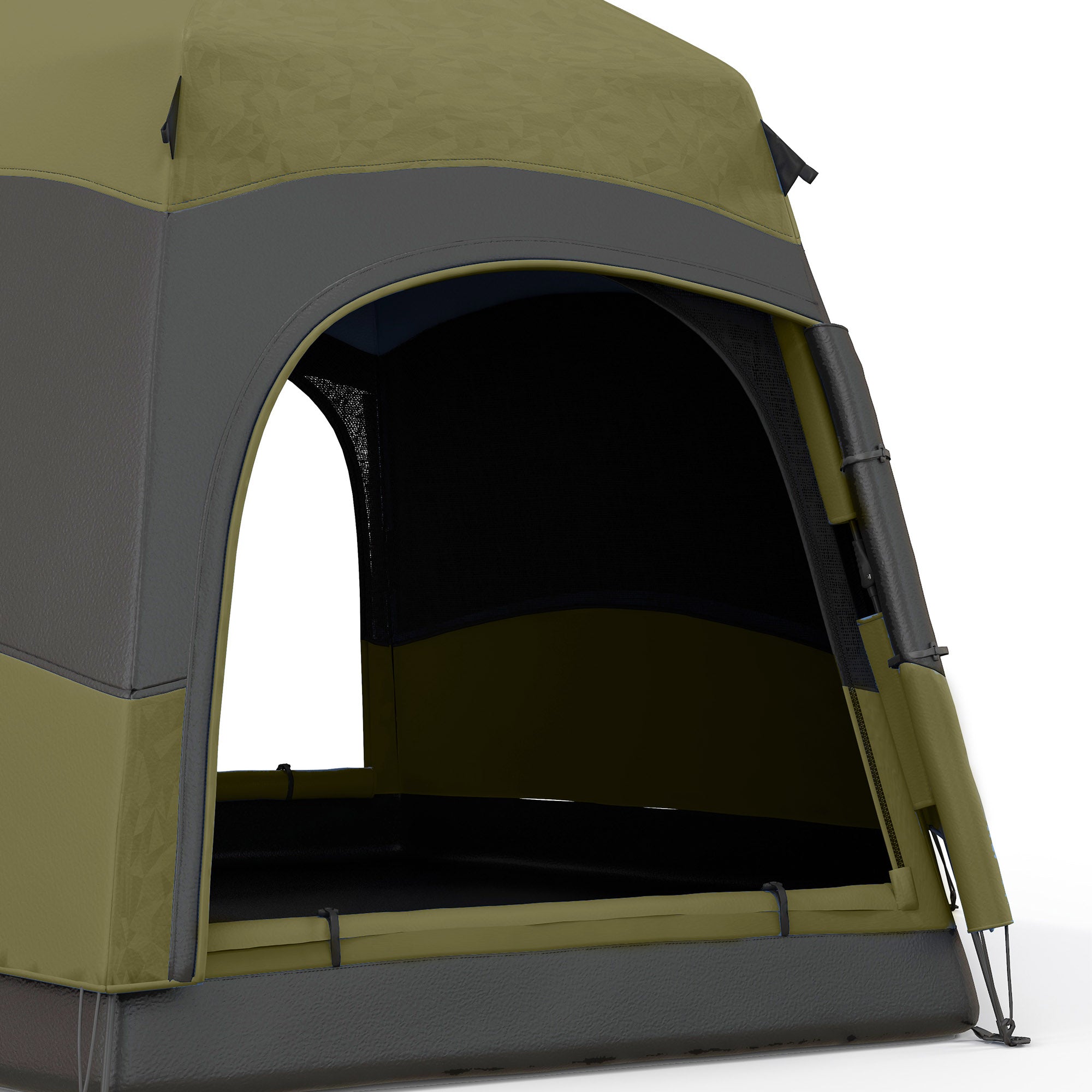 Outsunny Six Man Hexagon Camping Tent with Hang Hook and Carry Bag - Dark Green and Light Grey - North Peak Garden Furniture