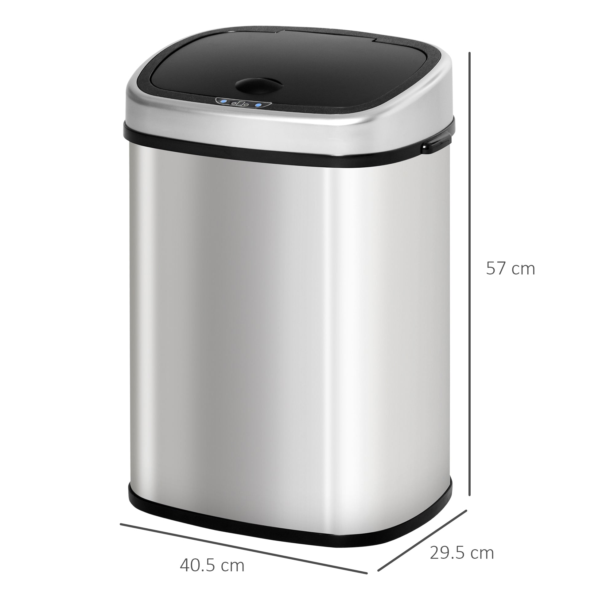 HOMCOM Stainless Steel Kitchen Sensor Dustbin Automatic Touchless Rubbish Garbage Waste Bin 48L Silver - North Peak Garden Furniture