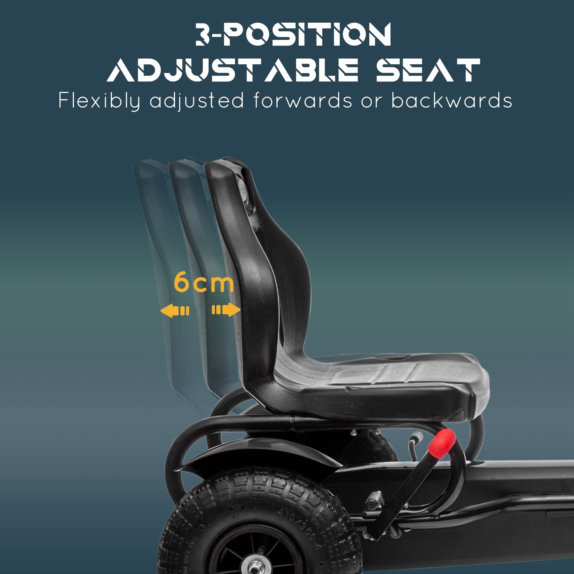 HOMCOM Metal Kids Pedal Go Kart with Adjustable Seat Inflatable Tyres Black - North Peak Garden Furniture