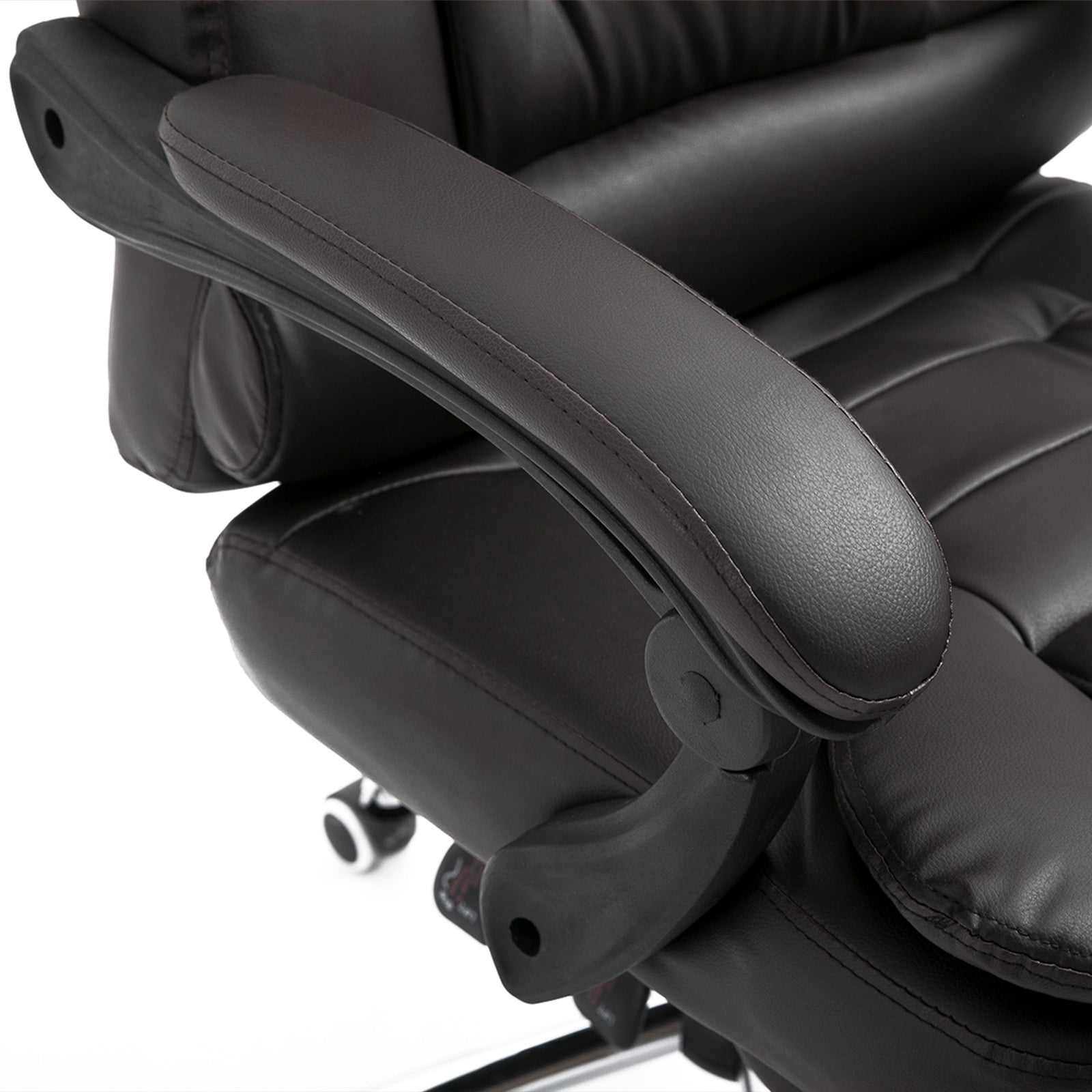 HOMCOM PU Leather Executive Office Chair, High Back Swivel Chair with Retractable Footrest, Adjustable Height, Reclining Function, Brown - North Peak Garden Furniture
