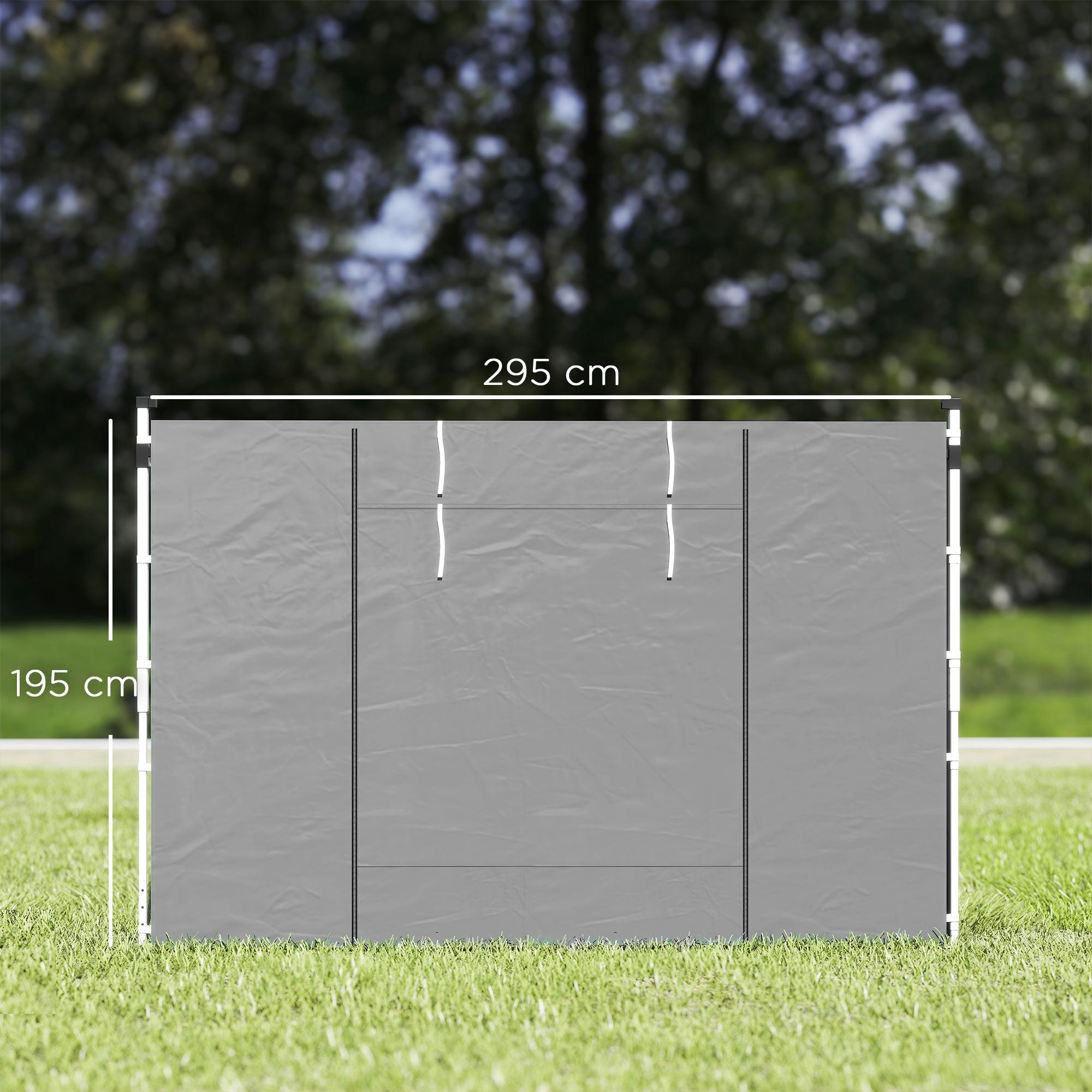 Outsunny Gazebo Side Panels, 2 Pack Sides Replacement, for 3x3(m) or 3x6m Pop Up Gazebo, with Windows and Doors, Light Grey
