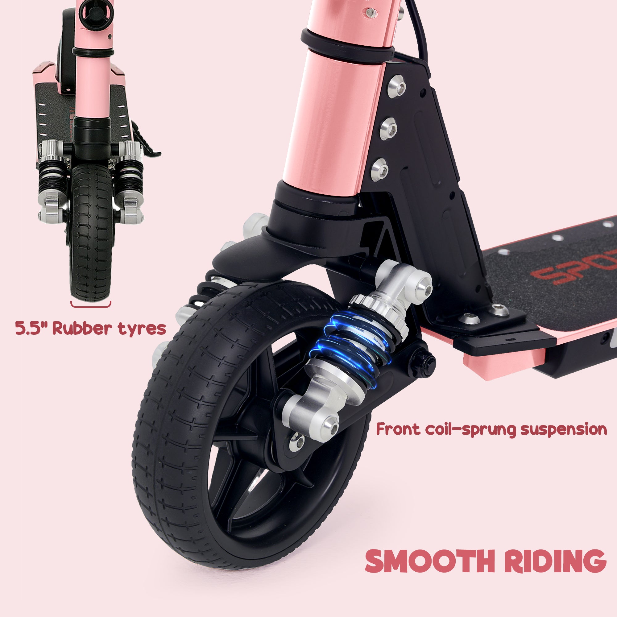 SPORTNOW Folding Electric Scooter for Kids Age 6-14 with Dual Brakes, Front Suspension, LED Colourful Lights and Display, 6.8kg Lightweight Aluminium E Scooter, Up to 14 KM/H & 6 KM, Pink - North Peak Garden Furniture