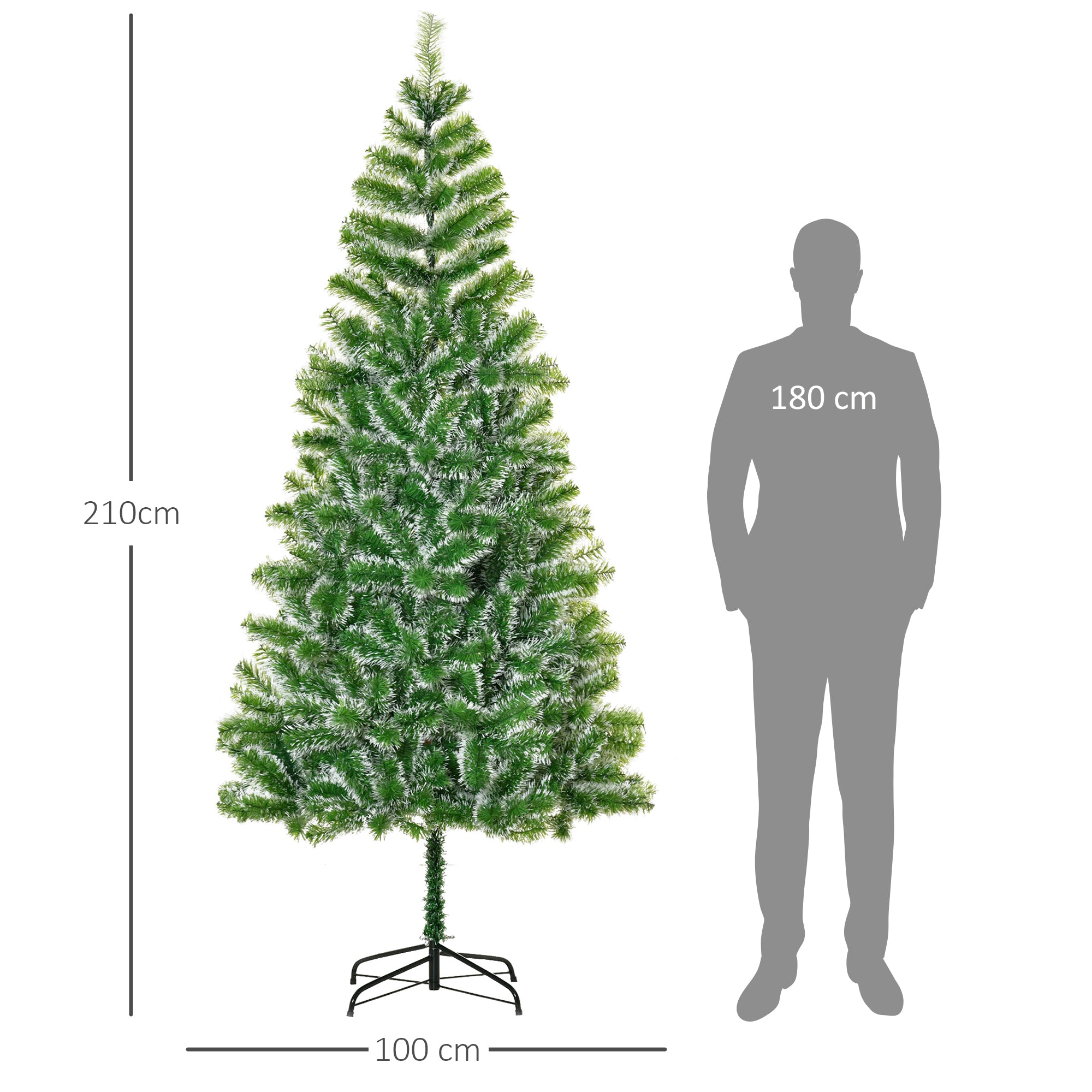 HOMCOM 7FT Indoor Christmas Tree Artificial Decoration Xmas Gift with Metal Stand Branch Tips - North Peak Garden Furniture