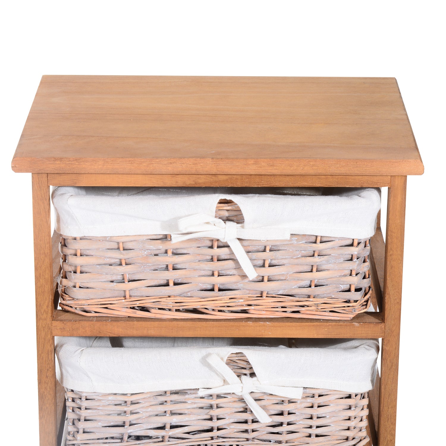 HOMCOM 5 Drawer Dresser Wicker Basket Storage Shelf Unit Wooden Frame Home Organisation Cabinet Bedroom Office Furniture Natural Finish - North Peak Garden Furniture