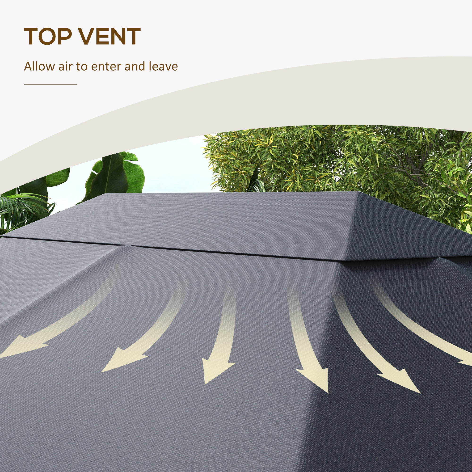 Outsunny 3 x 4m Gazebo Canopy Replacement Cover, Gazebo Roof Replacement (TOP COVER ONLY), Dark Grey - North Peak Garden Furniture