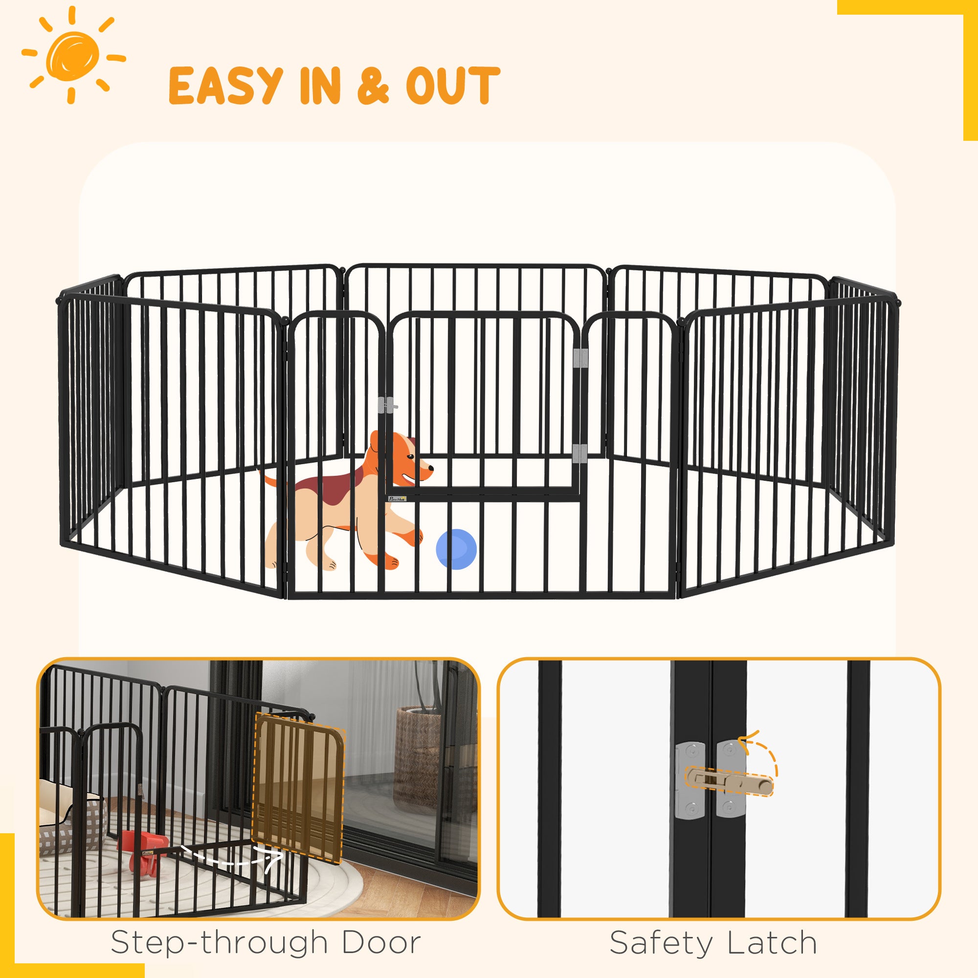 PawHut 60cm 8 Panels Heavy Duty Dog Pen, Pet Playpen for Indoors, Outdoors, Small Dogs - North Peak Garden Furniture