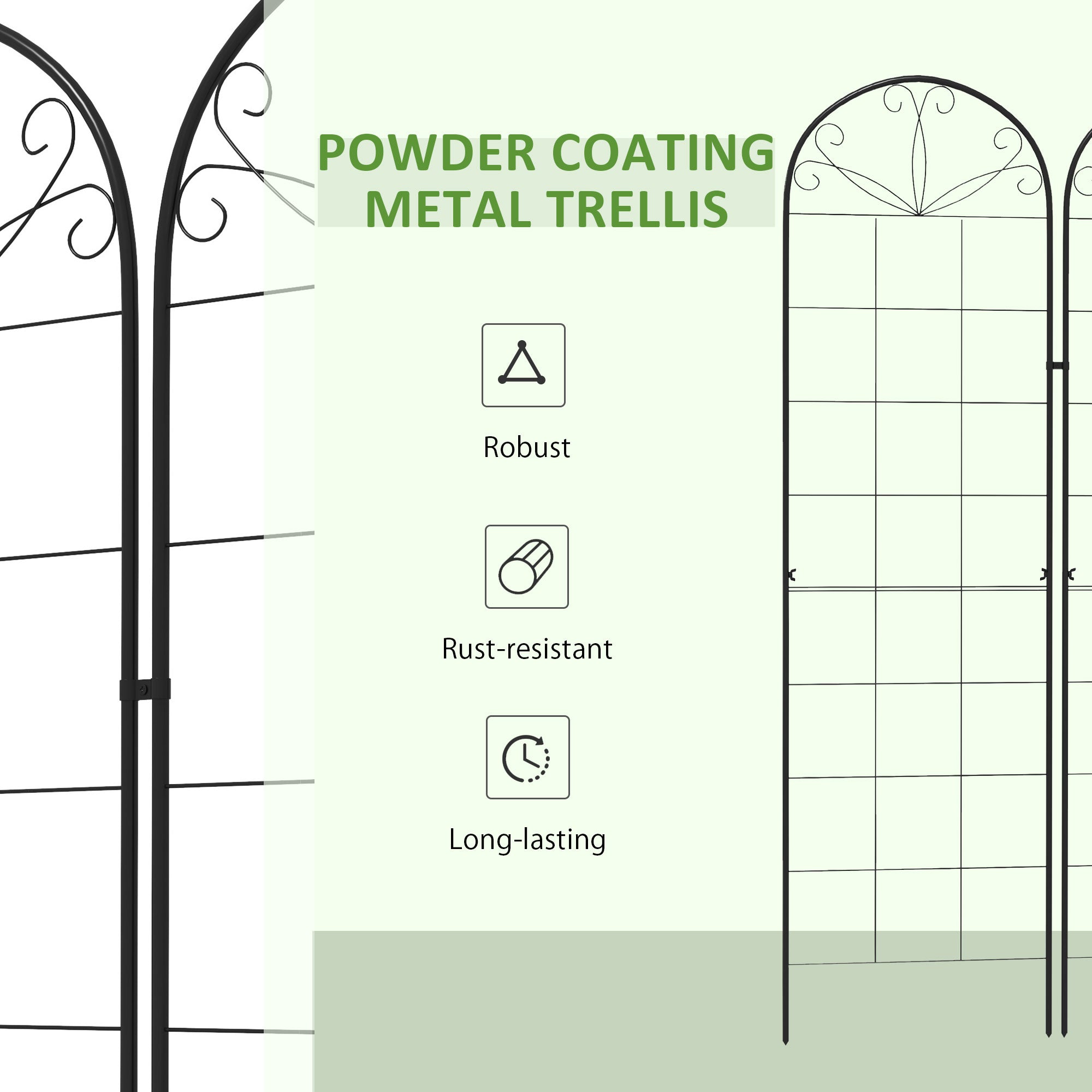 Outsunny Metal Trellis Set of 2, Garden Trellis for Climbing Plants Support Frames, Grid Design - North Peak Garden Furniture