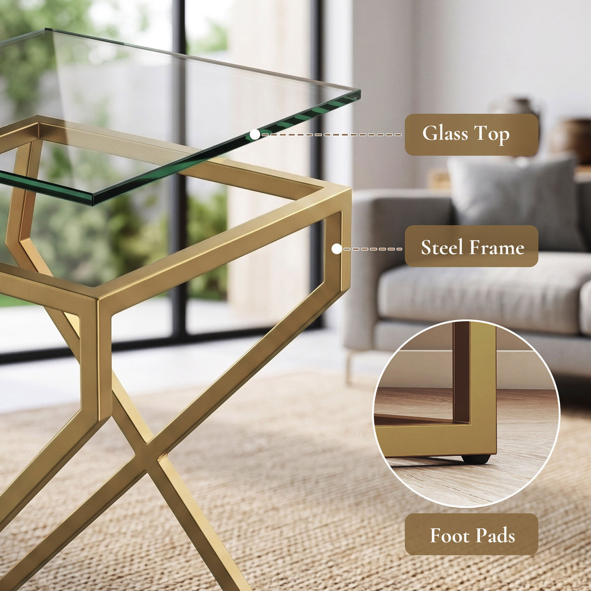 HOMCOM Nest of Tables, Side Table Set of 2 with Transparent Top, Coffee Table Set with Tempered Glass Top, Transparent
