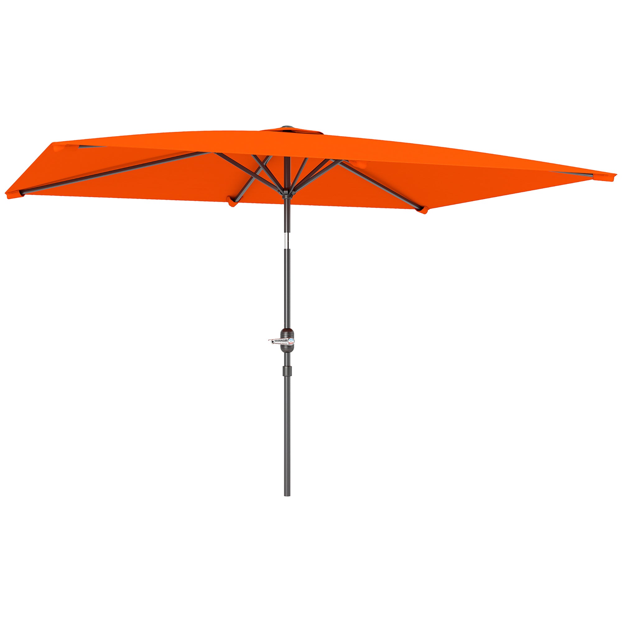 Outsunny 3x2m Patio Parasol Garden Umbrellas Canopy with Aluminium Tilt Crank Rectangular Sun Shade Steel, Orange - North Peak Garden Furniture