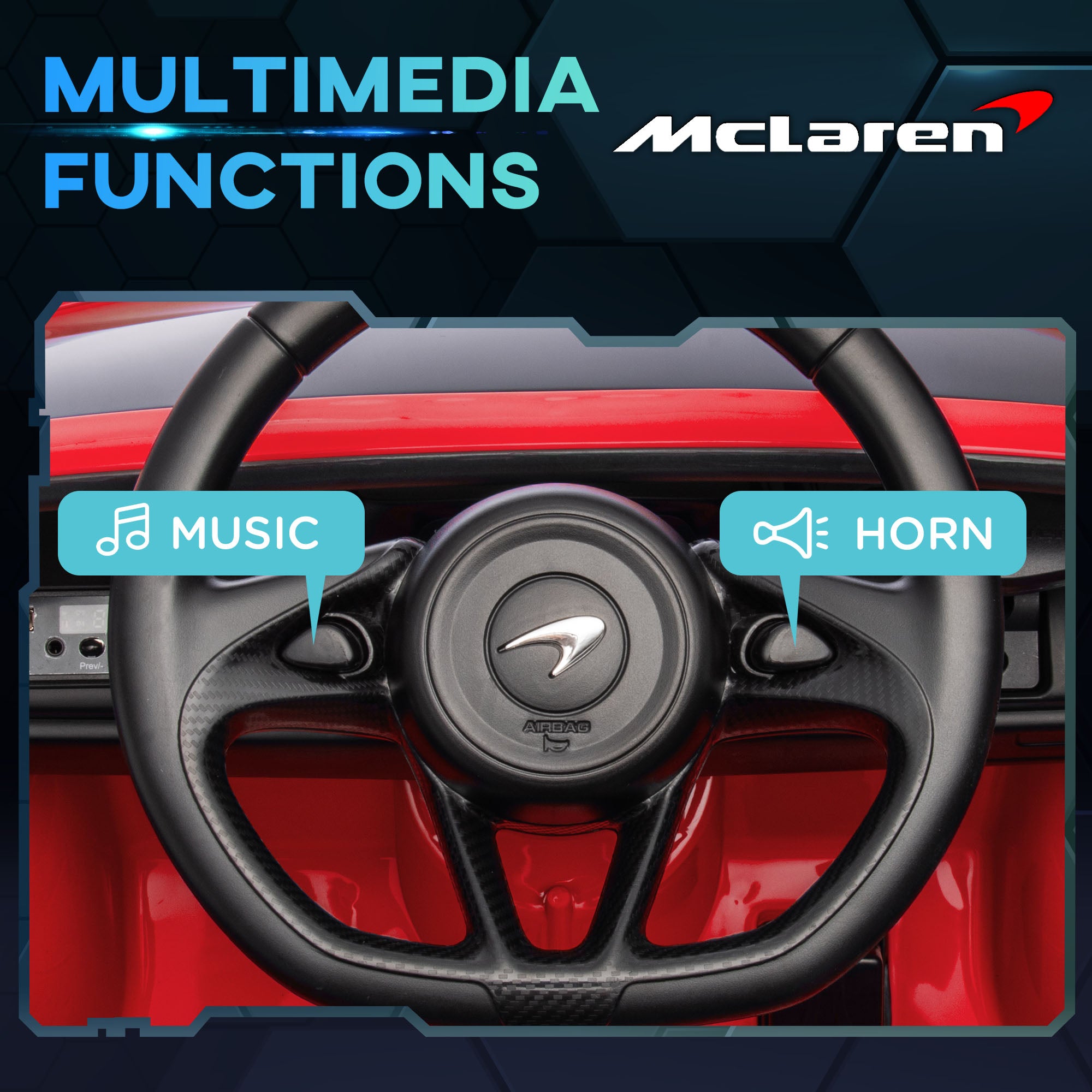 HOMCOM McLaren Licensed Kids Electric Ride-On Car, with Remote Control - Red - North Peak Garden Furniture