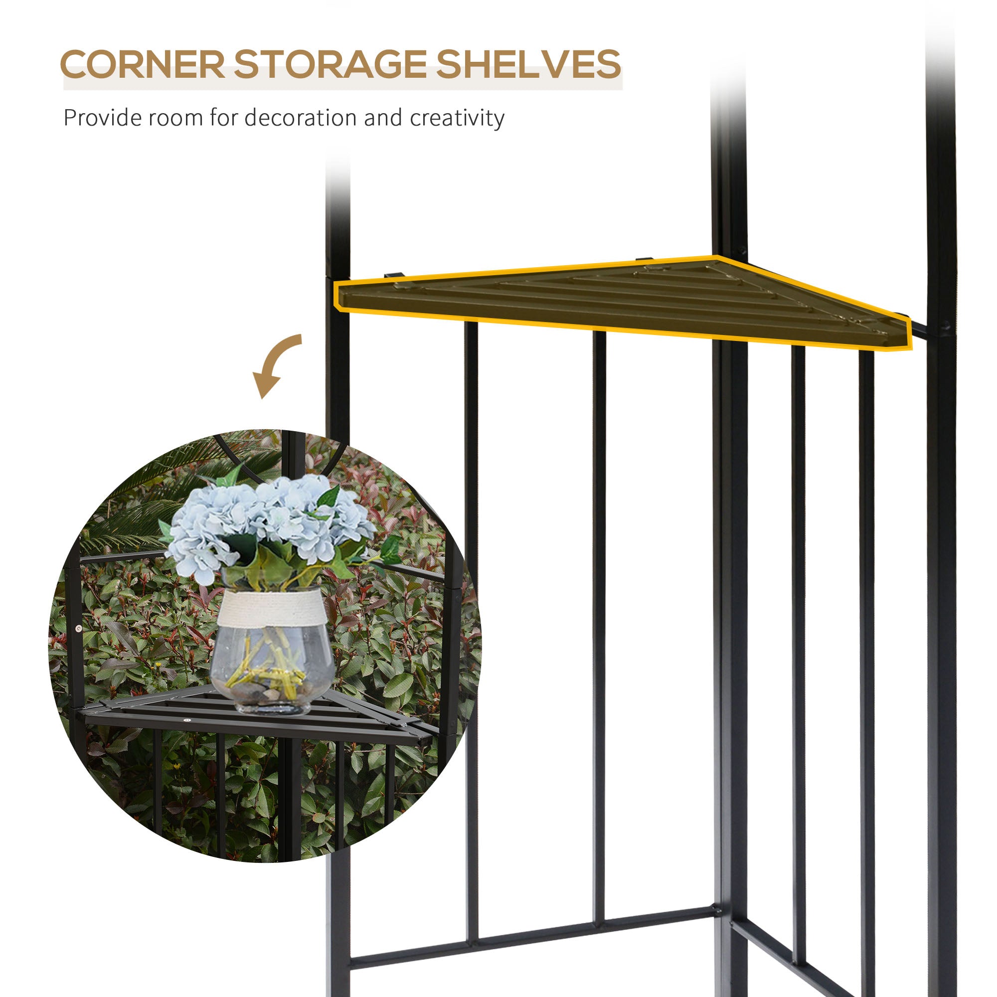Outsunny 3(m) x 3(m) Garden Gazebo, Double Roof Outdoor Gazebo Canopy Shelter with Netting, Solid Steel Frame for Garden, Lawn, Backyard and Deck - North Peak Garden Furniture