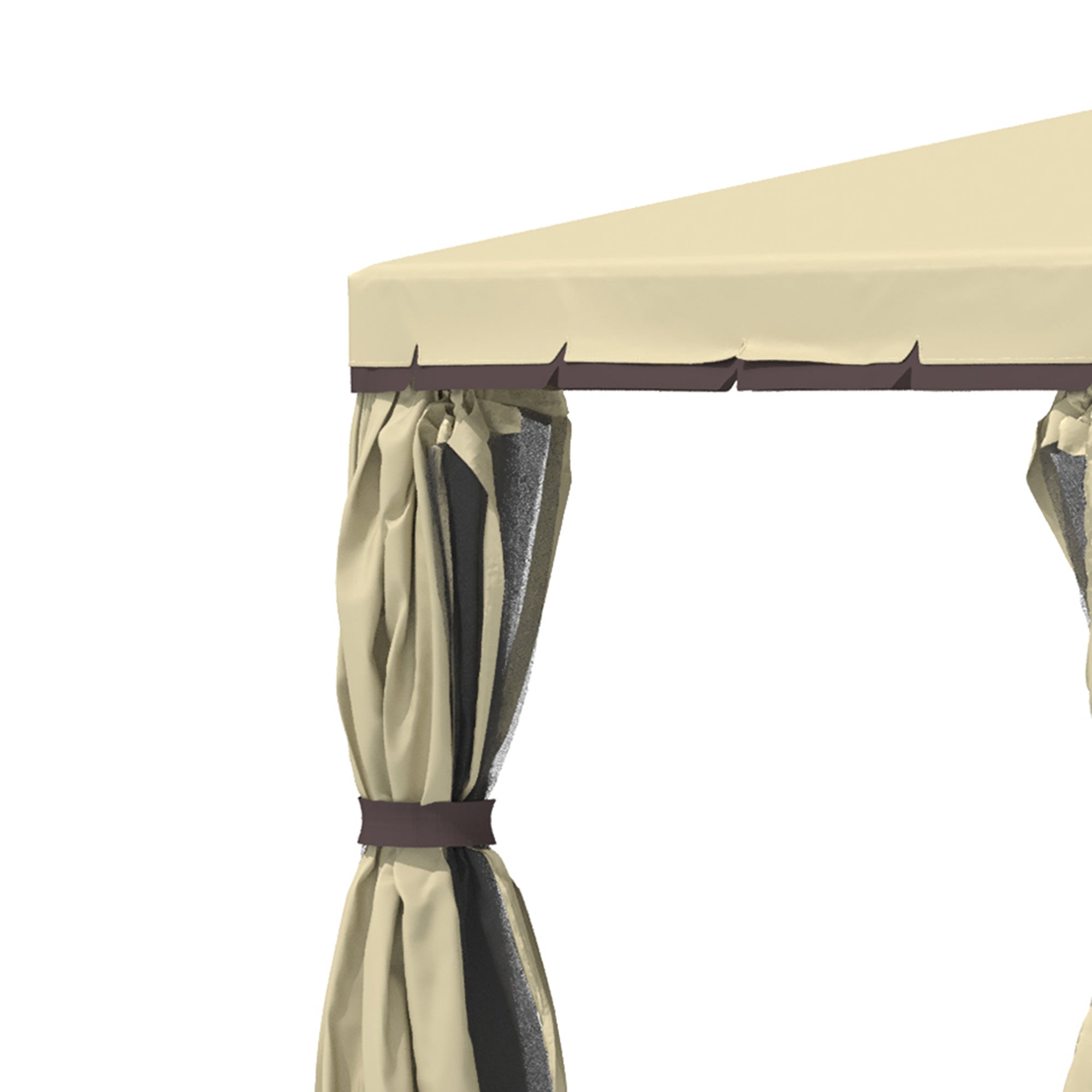 Outsunny 3 x 3(m) Patio Gazebo Canopy Garden Pavilion Tent Shelter with 2 Tier Water Repellent Roof, Mosquito Netting and Curtains, Aluminium Frame, Beige - North Peak Garden Furniture
