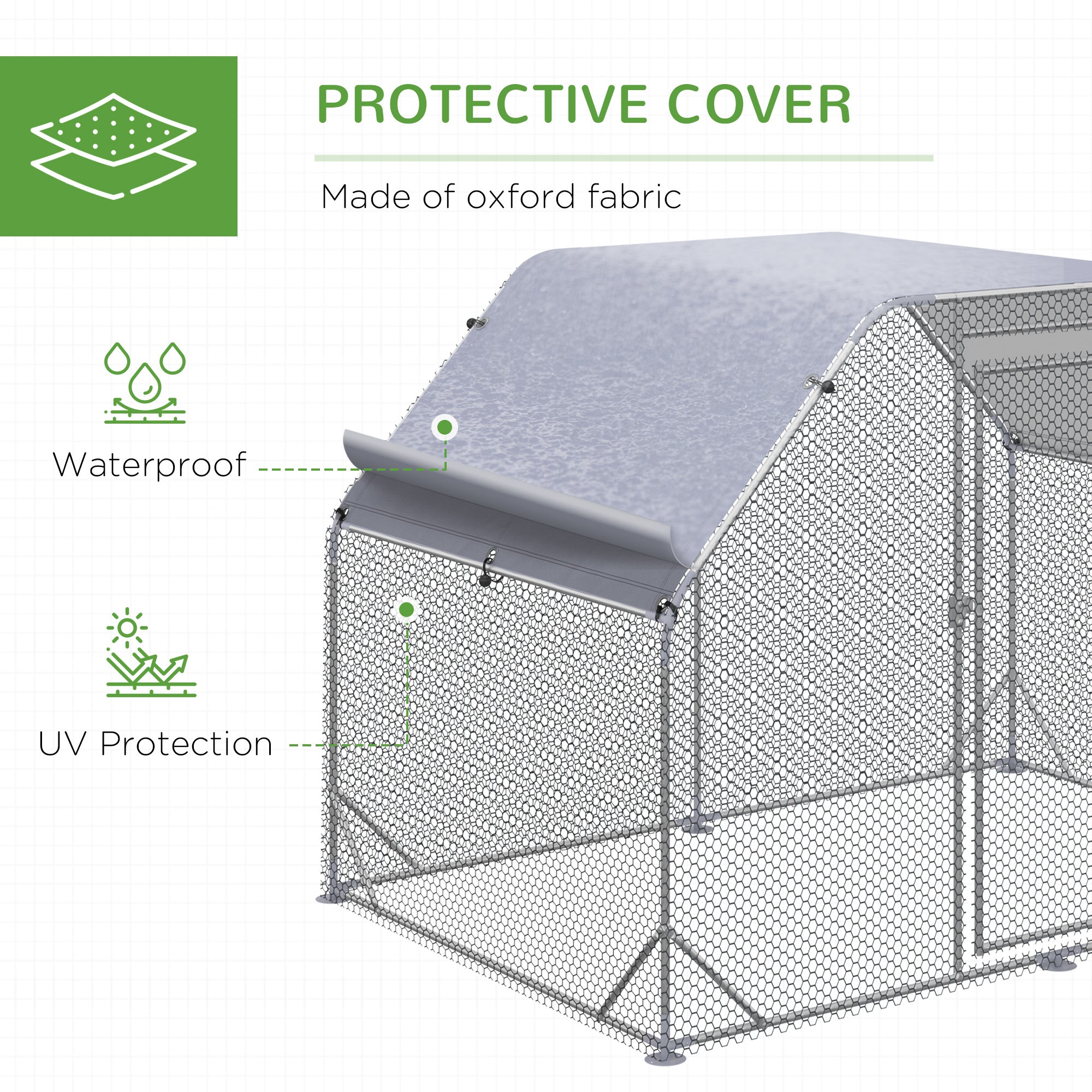 PawHut Walk in Chicken Run Chicken Coop Hen House Outdoor with Roof for 4-6 Chickens, 280 x 190 x 195cm - North Peak Garden Furniture
