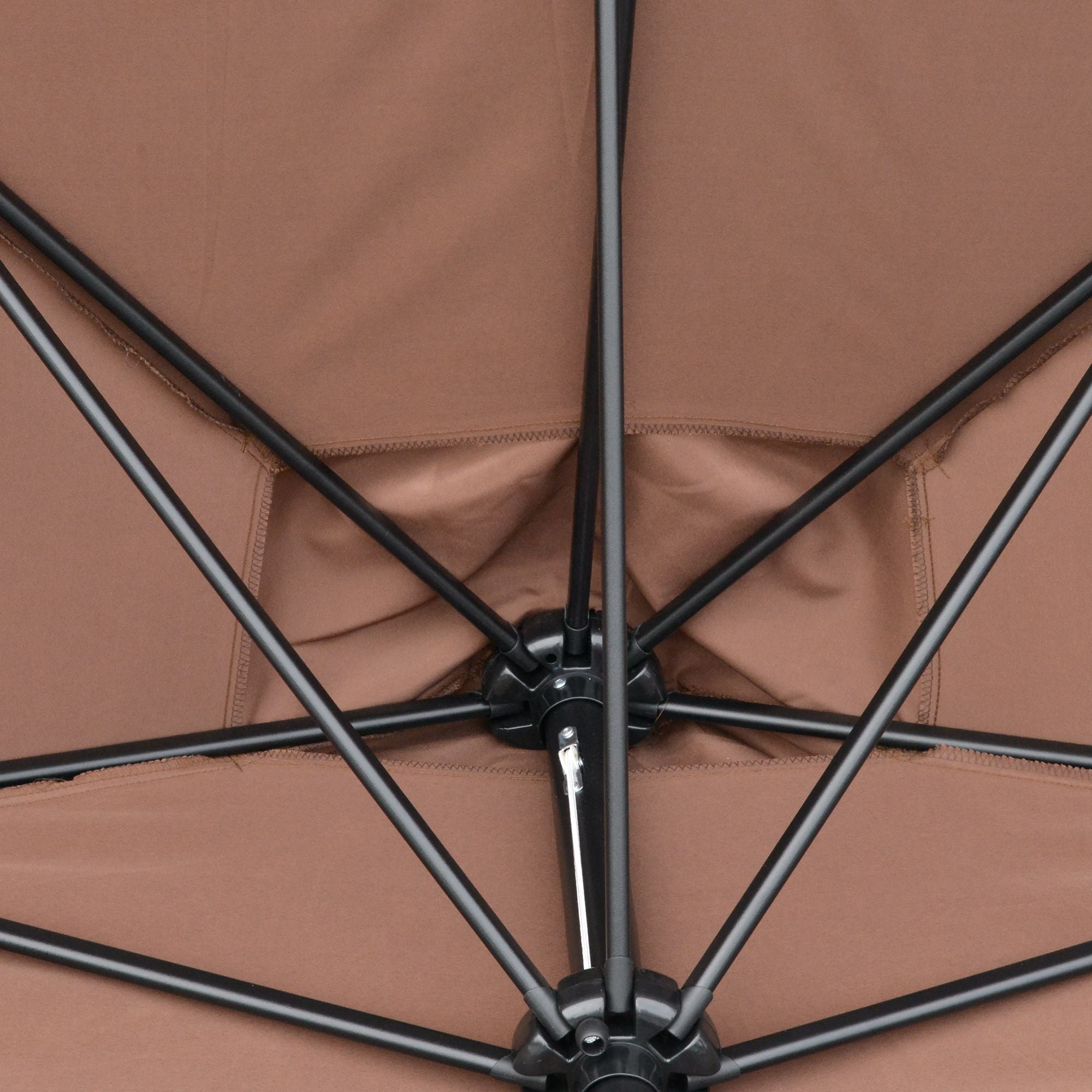 Outsunny 2.3m Half-Square Parasol, for Balconies and Walls - Brown - North Peak Garden Furniture