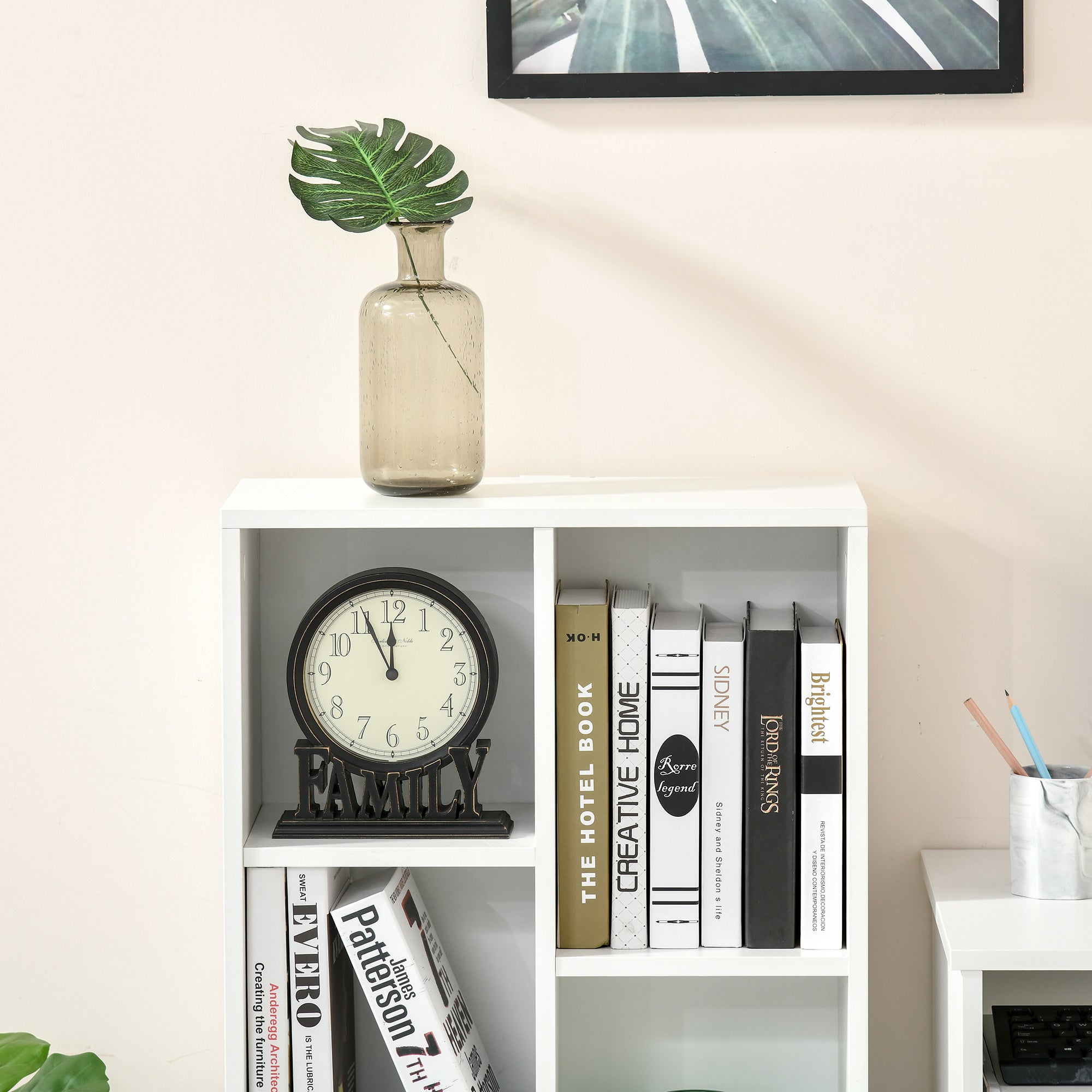 HOMCOM Seven-Cube Bookcase - White Wood Effect - North Peak Garden Furniture