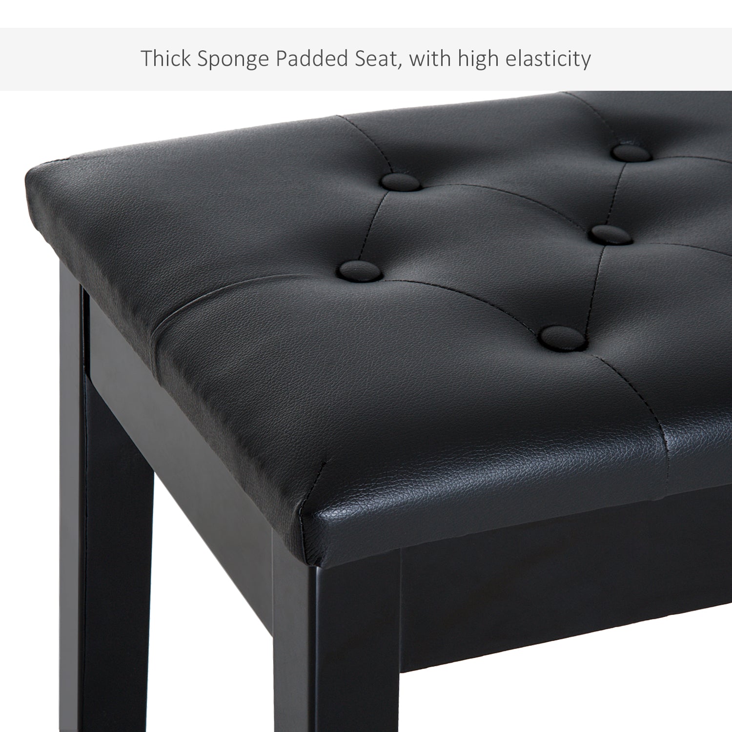 HOMCOM PU Leather Upholstered Piano Stool Makeup Stool Bench Dressing Table Seat with Storage 76x36x50cm, Black - North Peak Garden Furniture