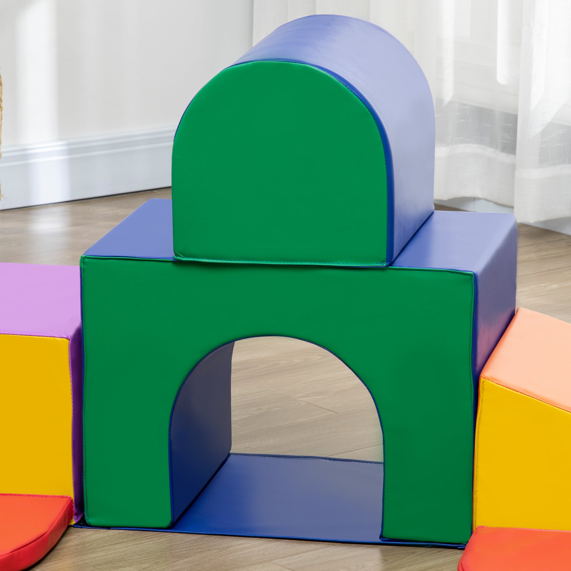 HOMCOM Seven-Piece Kids Soft Playset, for Toddlers - Multicoloured - North Peak Garden Furniture
