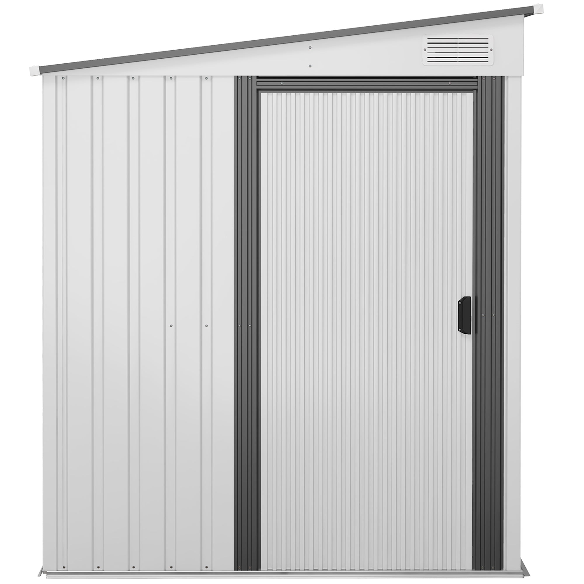 Outsunny 7 x 5ft Galvanised Metal Shed, with Sliding Door, White