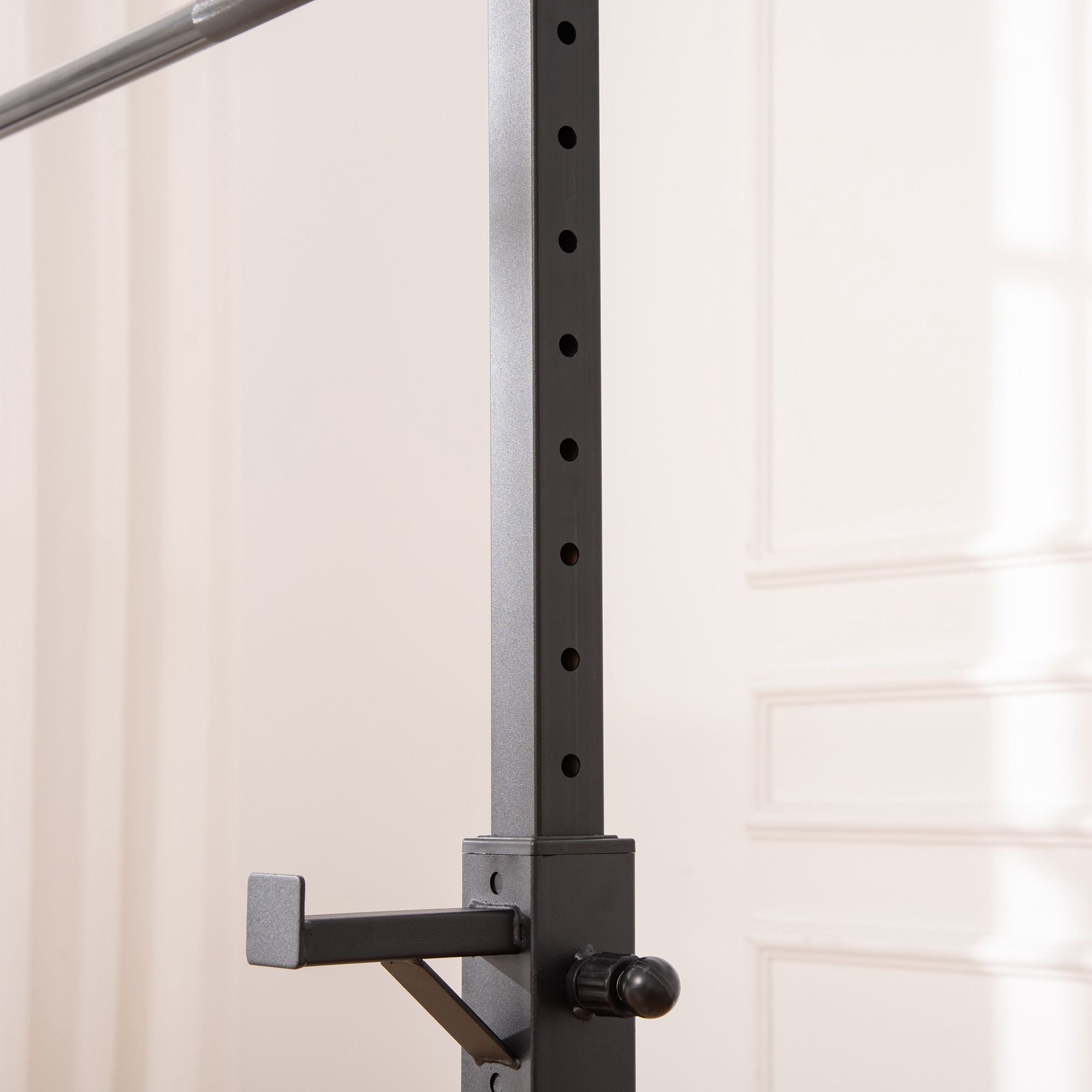 HOMCOM Heavy Duty Weight Bar Barbell Squat Stand Barbell Rack Spotter, for Home, Gym - Black - North Peak Garden Furniture
