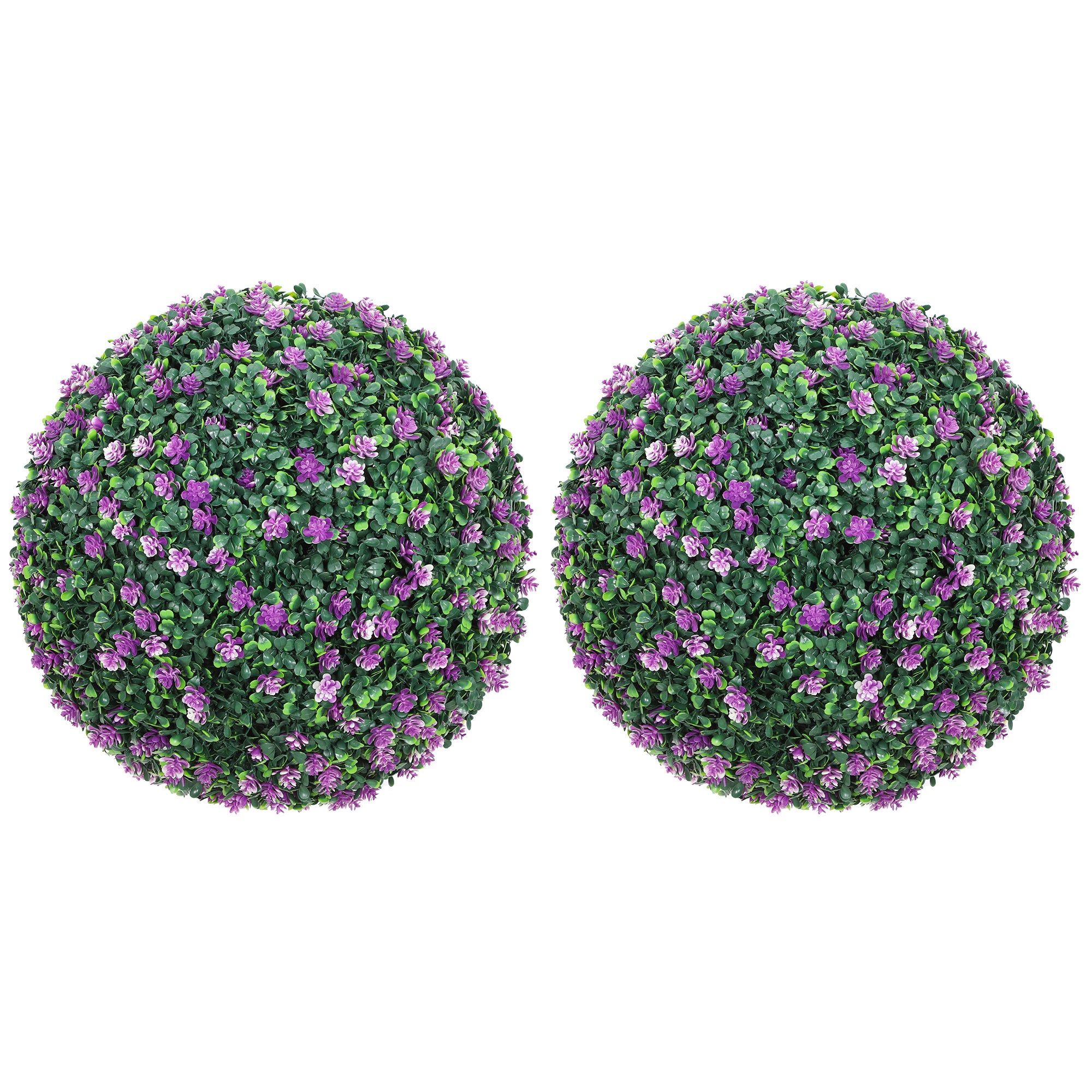HOMCOM Set of Two Artificial Boxwood Balls Plants - Purple