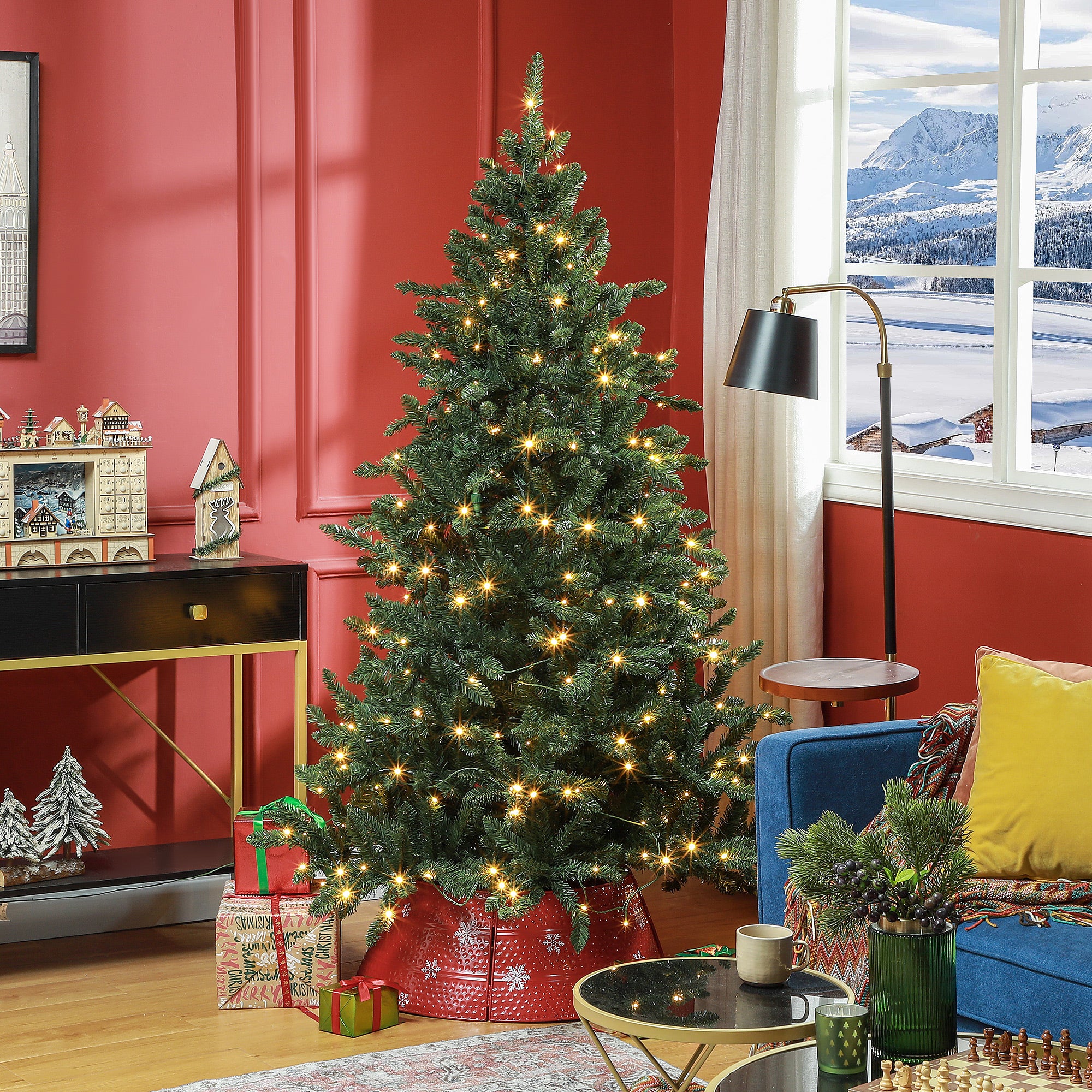 HOMCOM 6ft White Light Artificial Christmas Tree - North Peak Garden Furniture