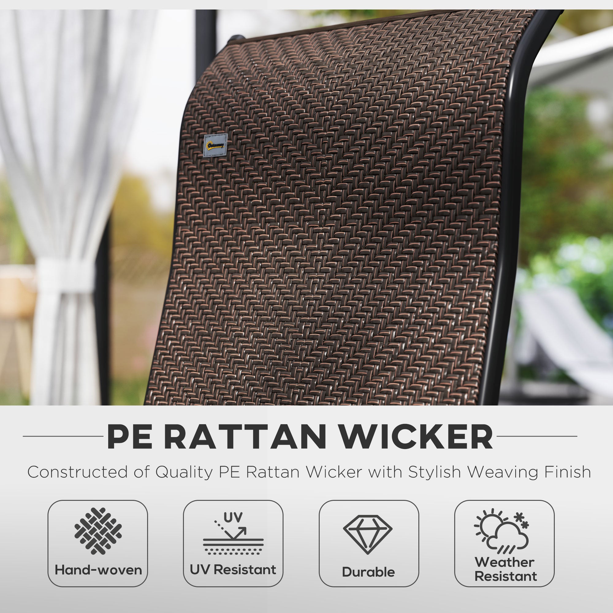 Outsunny Set of Four Folding Garden Chairs, with Seven-Position Adjustable Backs, Dark Brown - North Peak Garden Furniture