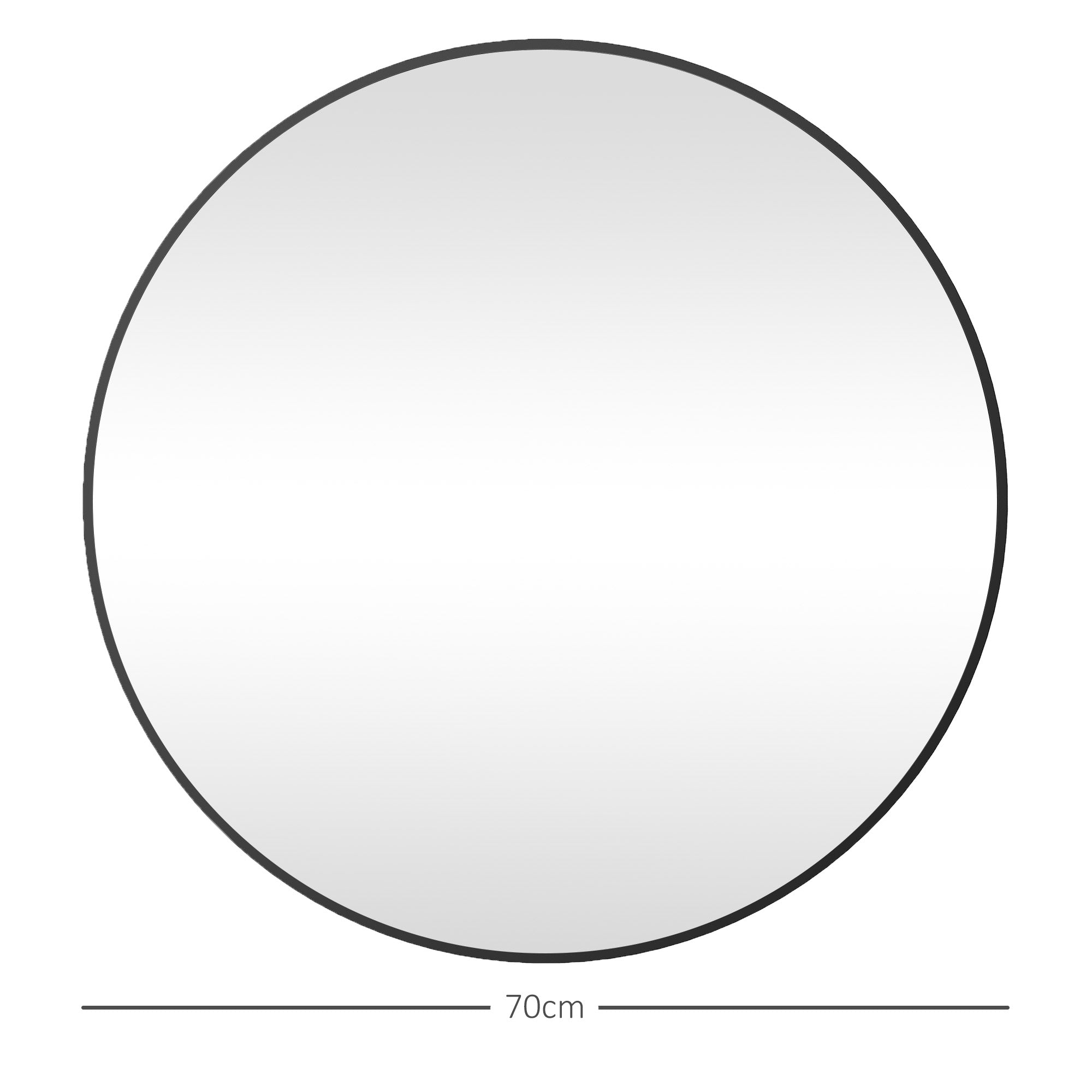 HOMCOM Round Bathroom Mirror, 70 x 70cm Steel Framed Wall Mirror, Decorative Mirror for Bedroom, Living Room, Entryway, Black - North Peak Garden Furniture