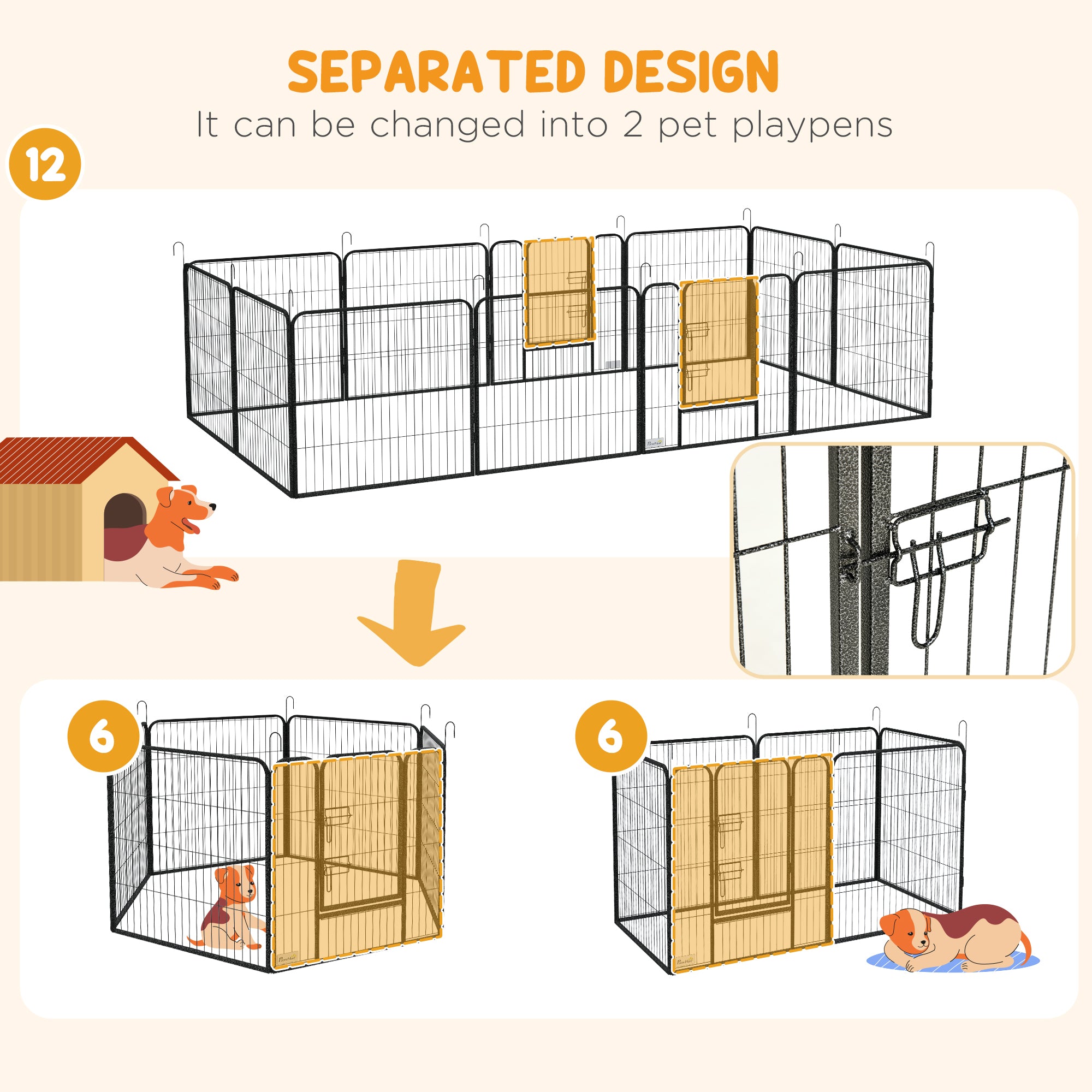 PawHut 12 Panels Heavy Duty Puppy Playpen, for Small Dogs, Indoor and Outdoor Use - Silver - North Peak Garden Furniture