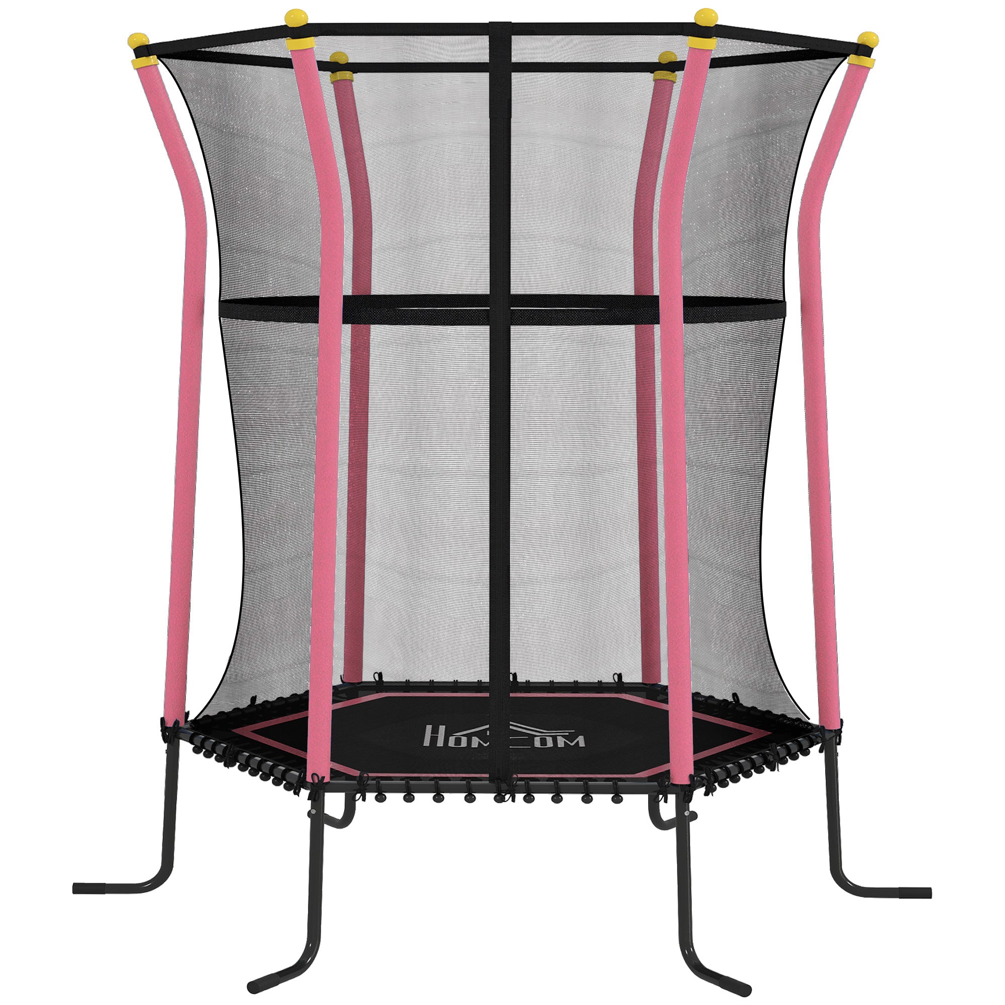 HOMCOM Kids Trampoline Mini Bouncer with Enclosure Safety Net For Ages 3-10 Years - Pink