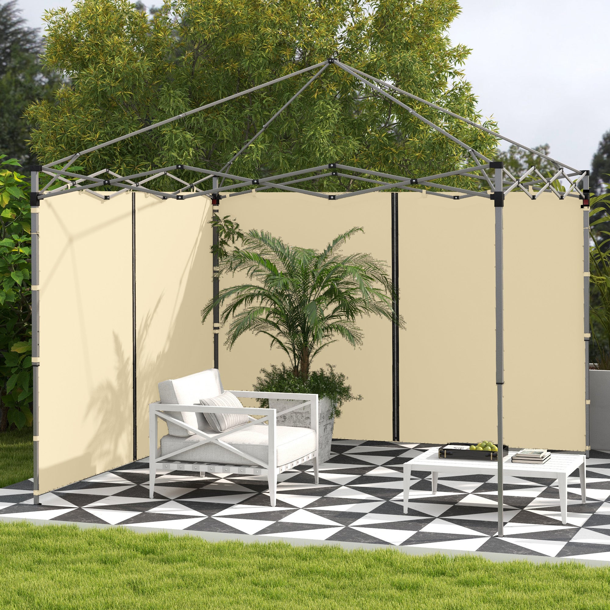 Outsunny Set of Two 3 x 3(m) Replacement Zipped Gazebo Walls - Beige - North Peak Garden Furniture