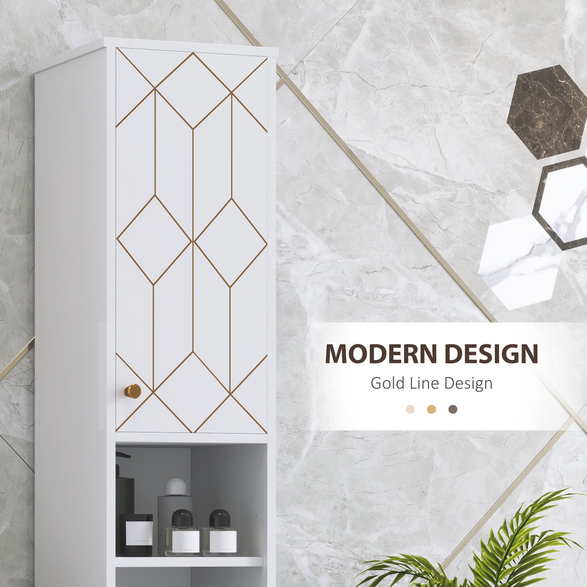 HOMCOM Tall Bathroom Storage Cabinet with Doors, Slim Bathroom Storage Unit with Adjustable Shelves, Freestanding Bathroom Storage Unit, White - North Peak Garden Furniture