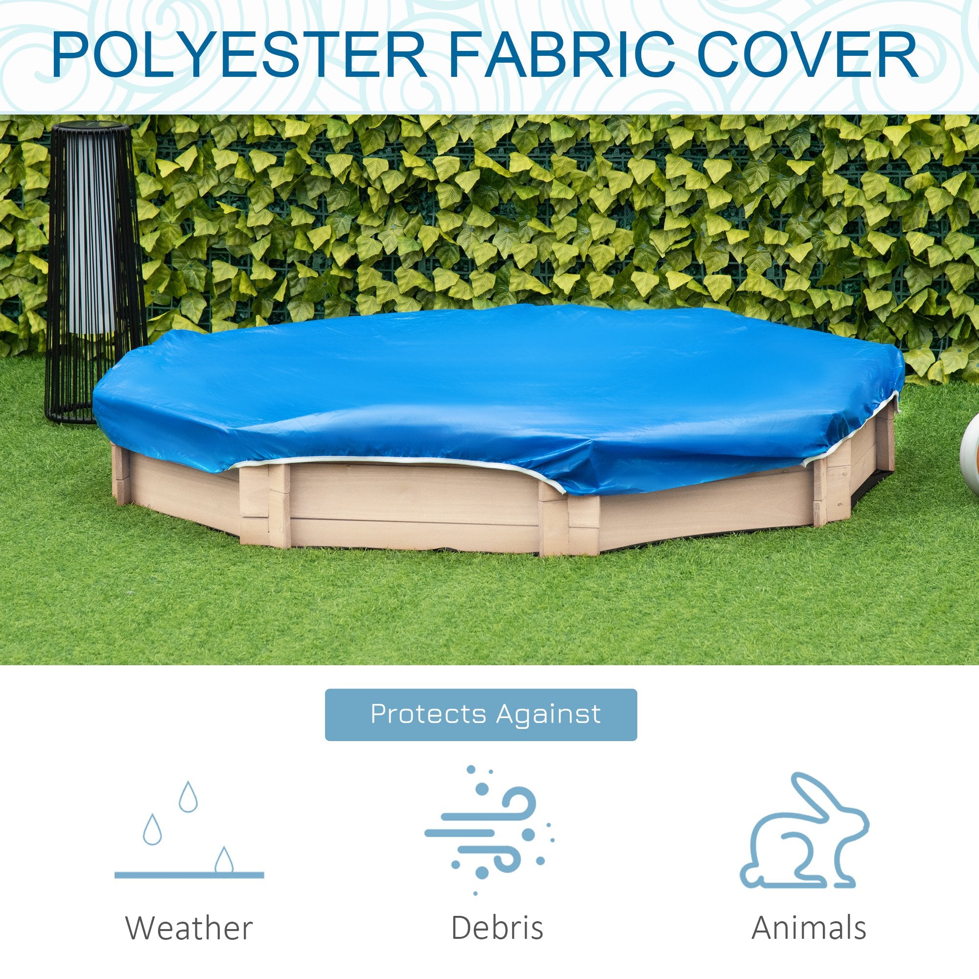 Outsunny Kids Wooden Sand Pit Children Sandbox with Cover Outdoor Playset for Backyard for 3-8 years 139.5 x 139.5 x 21.5 cm - North Peak Garden Furniture