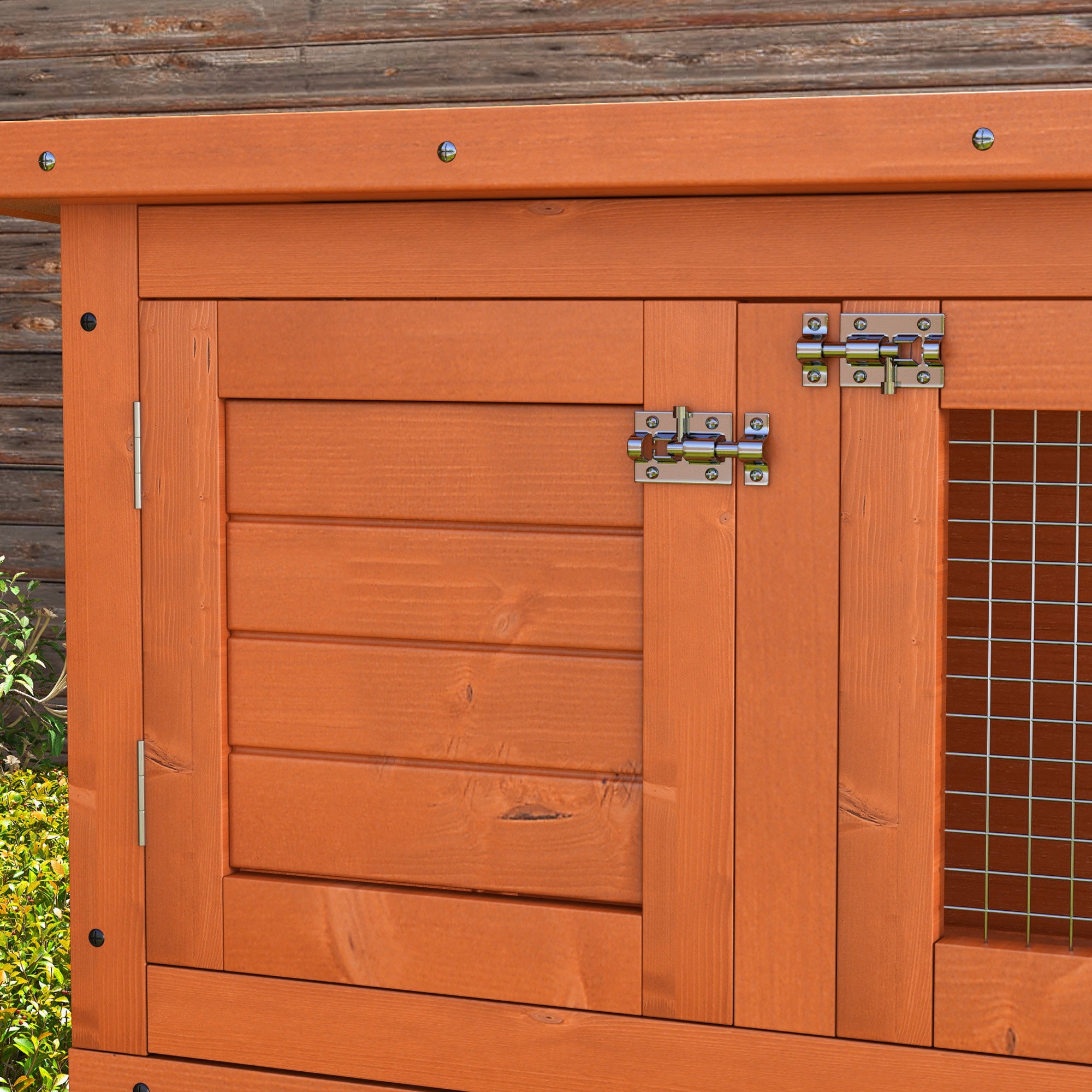 PawHut Rabbit Hutch Outdoor Guinea Pig Hutch Wooden Duck House Pet Cage with Opening Roof, 90 x 45 x 90cm
