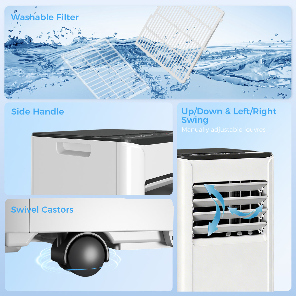 HOMCOM Portable Air Conditioner 9000 BTU, 4-in-1 AC Unit with Cool, Dehumidifier, Fan, Sleep Mode, WiFi Voice Remote Control